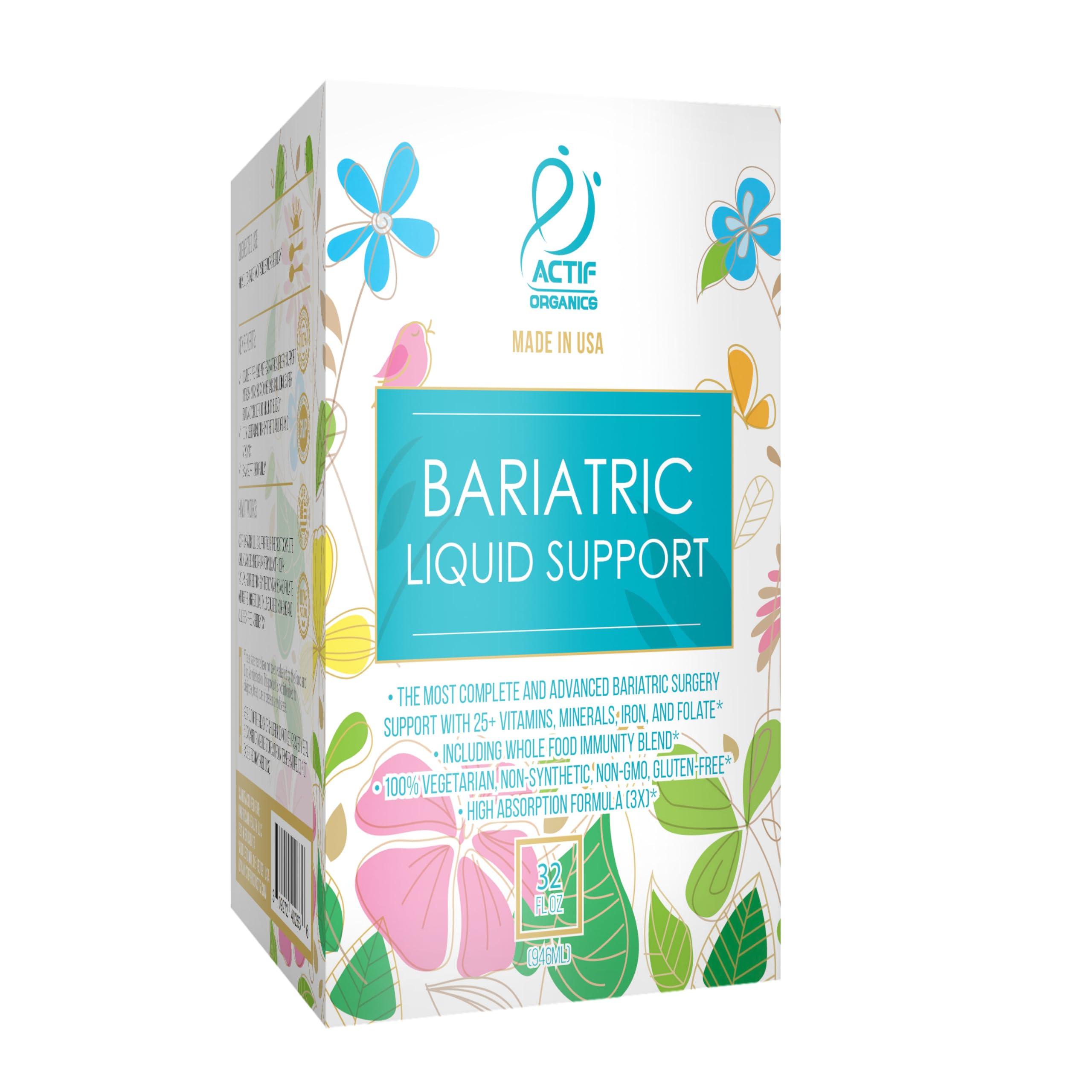ACTIF ACTIF Organic Bariatric Liquid Multivitamin with 25+ Organic Vitamins and Minerals for Bariatric Surgery, Advanced Formula - 90 count Pack of