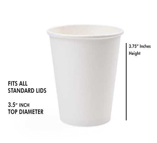 Bluetable Coffee Cups 10 oz. Bulk Hot Paper Cups 1000 Case - Disposable Tea Cups 10oz Hot Beverage Hot Chocolate Hot Drink Cups for Dispenser Sustainable Compostable To Go Paper Cup White [1000 Pack/Case]