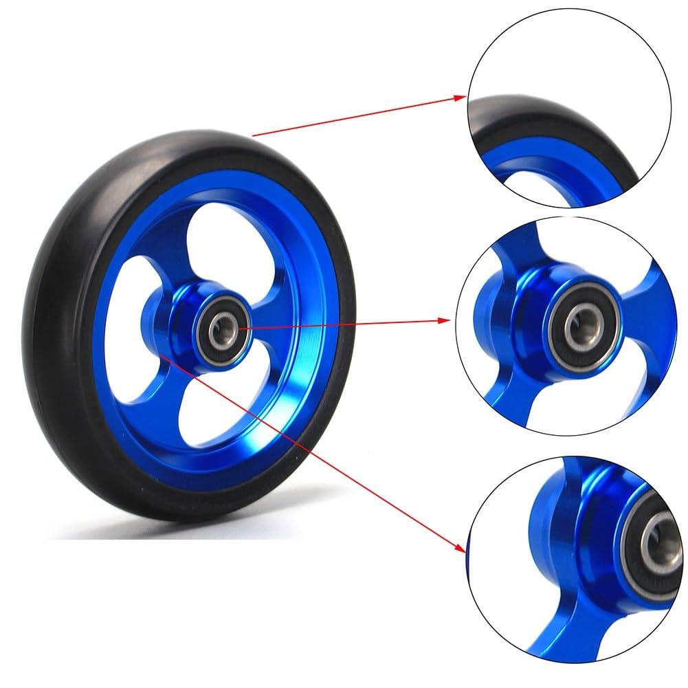 WHH HOME 2Pcs Wheelchair Casters,5 inch Wheelchair Front Wheels Replacement, Wheelchair Replacement Wheels w/Solid Tires & Aluminum Hubs, Blue