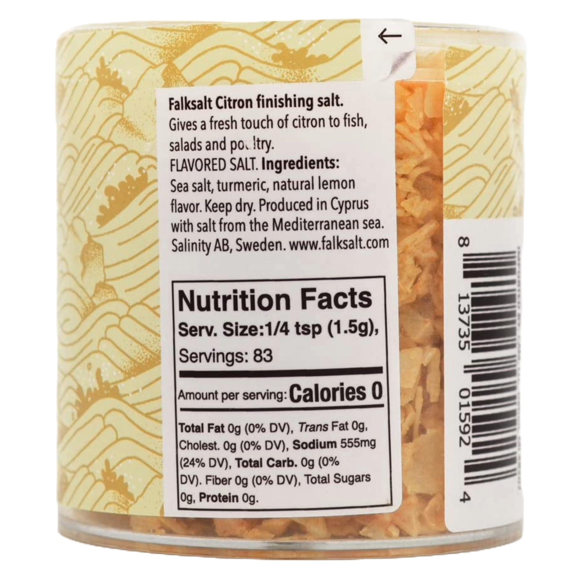 Falksalt FALKSALT Citron Lemon Sea Salt Flakes 4.4oz. | Gourmet Flavored Salt | Handcrafted, Kosher and Halal Certified