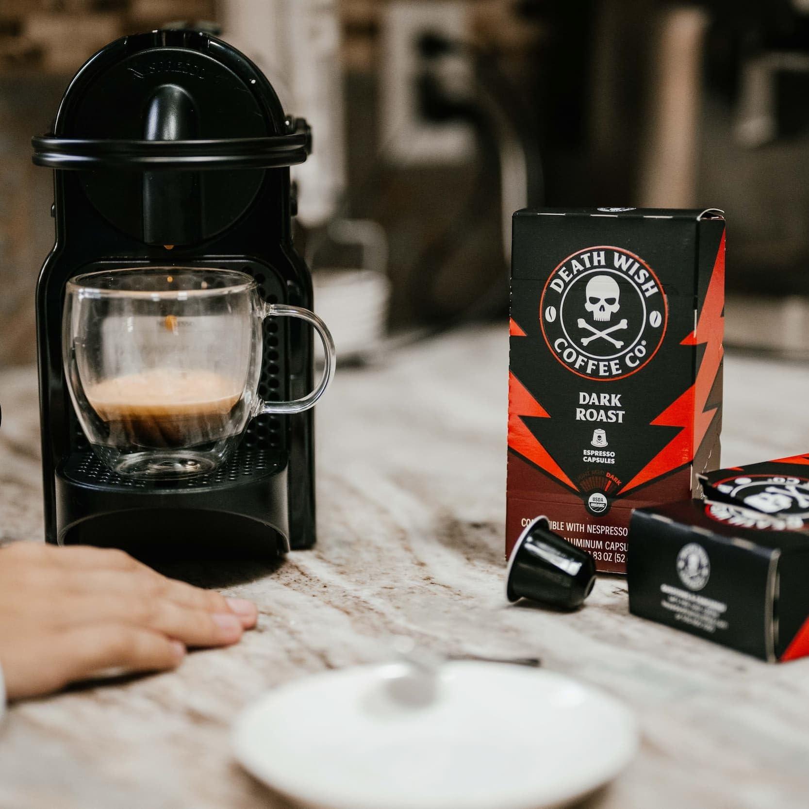 Death Wish Coffee Co. Death Wish Coffee, Capsules Compatible with Nespresso Original Machines, Dark Roast