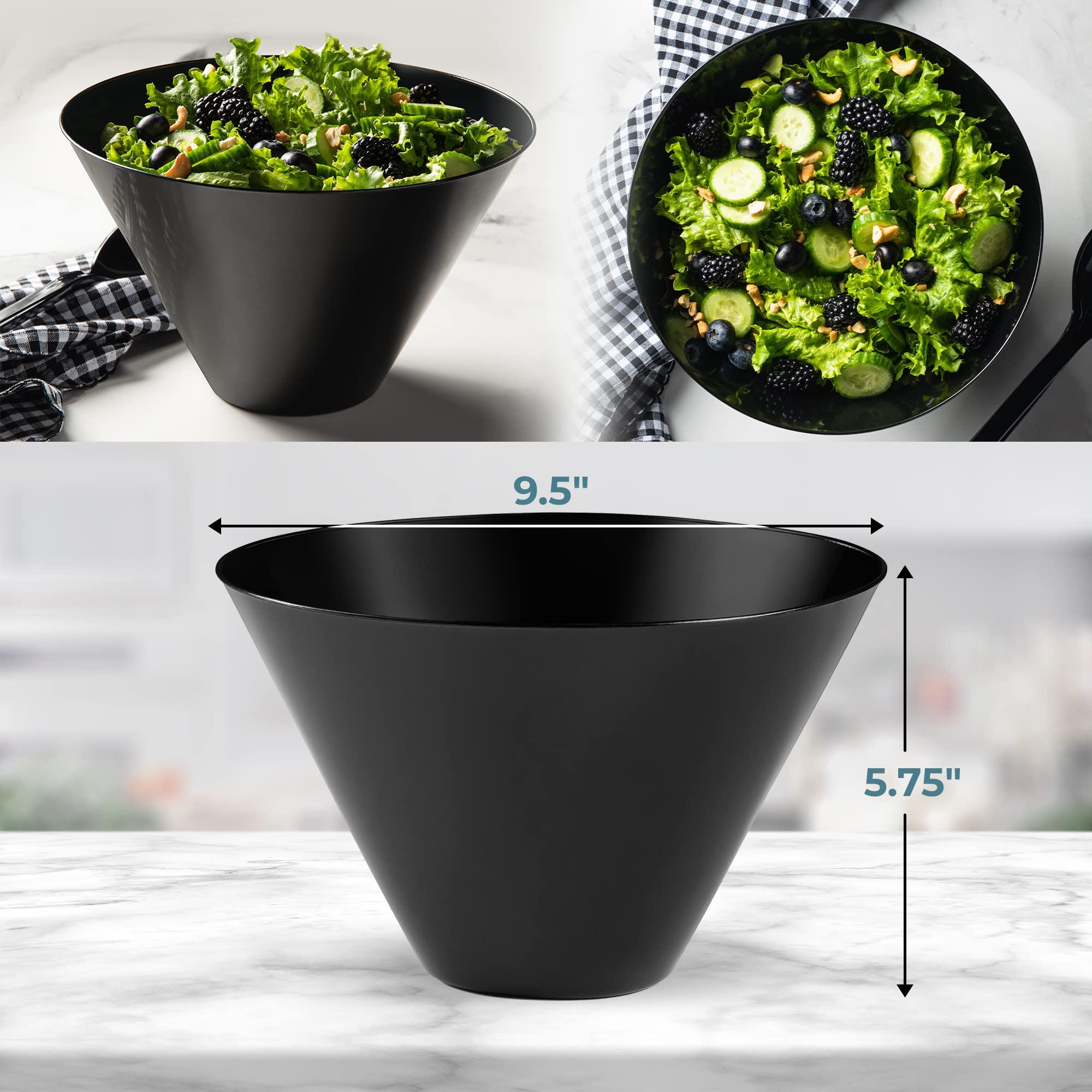 Posh Setting Posh Setting Black Serving Bowl, Round Disposable Large black plastic bowls for Snack Salad Bowls, Serving Bowls for Parties, Acrylic Party Supplies, Candy Bowl [5 Pack - 96 oz]