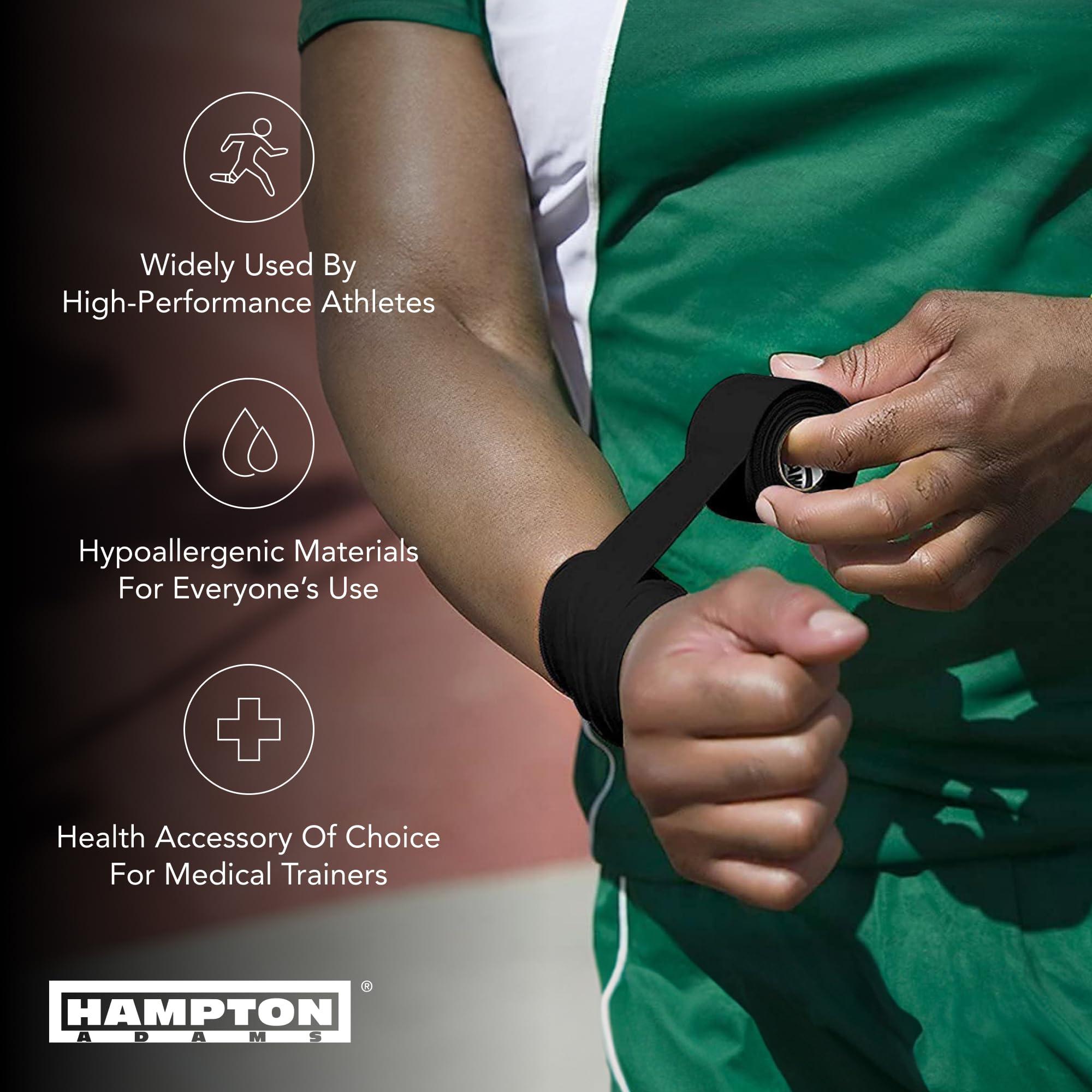 Hampton Adams Hampton Adams | As Seen on Shark Tank | Original Sports Medical Athletic Tape (8-Pack) | 45ft Rolls | No Sticky Residue Easy Tear | for Athletes Trainers First Aid Injury Wrap | Ankles Wrist (Black)