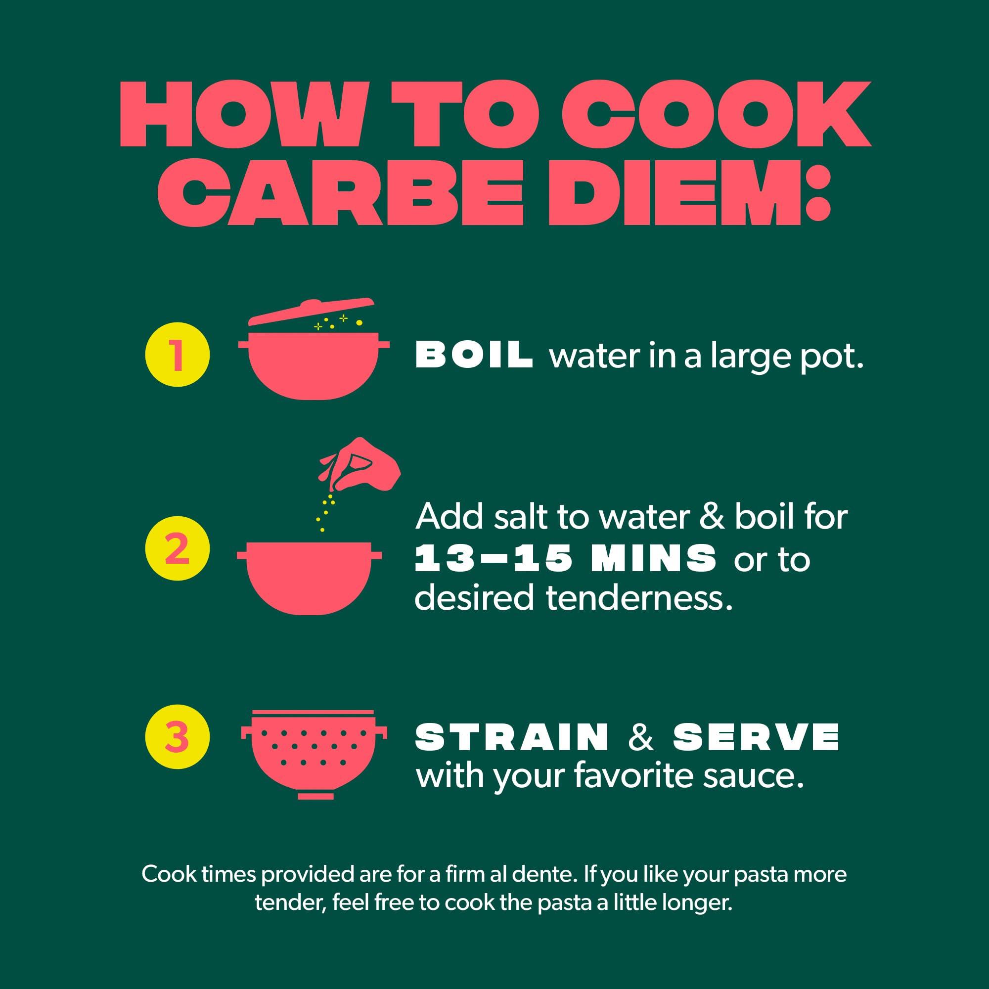 CARBE DIEM Carbe Diem!, Elbows, Lower Net Carb Pasta with Traditional Flavor & Texture, 55% Fewer Net Carbs & Only 110 Calories Per Serving, Pack of 3