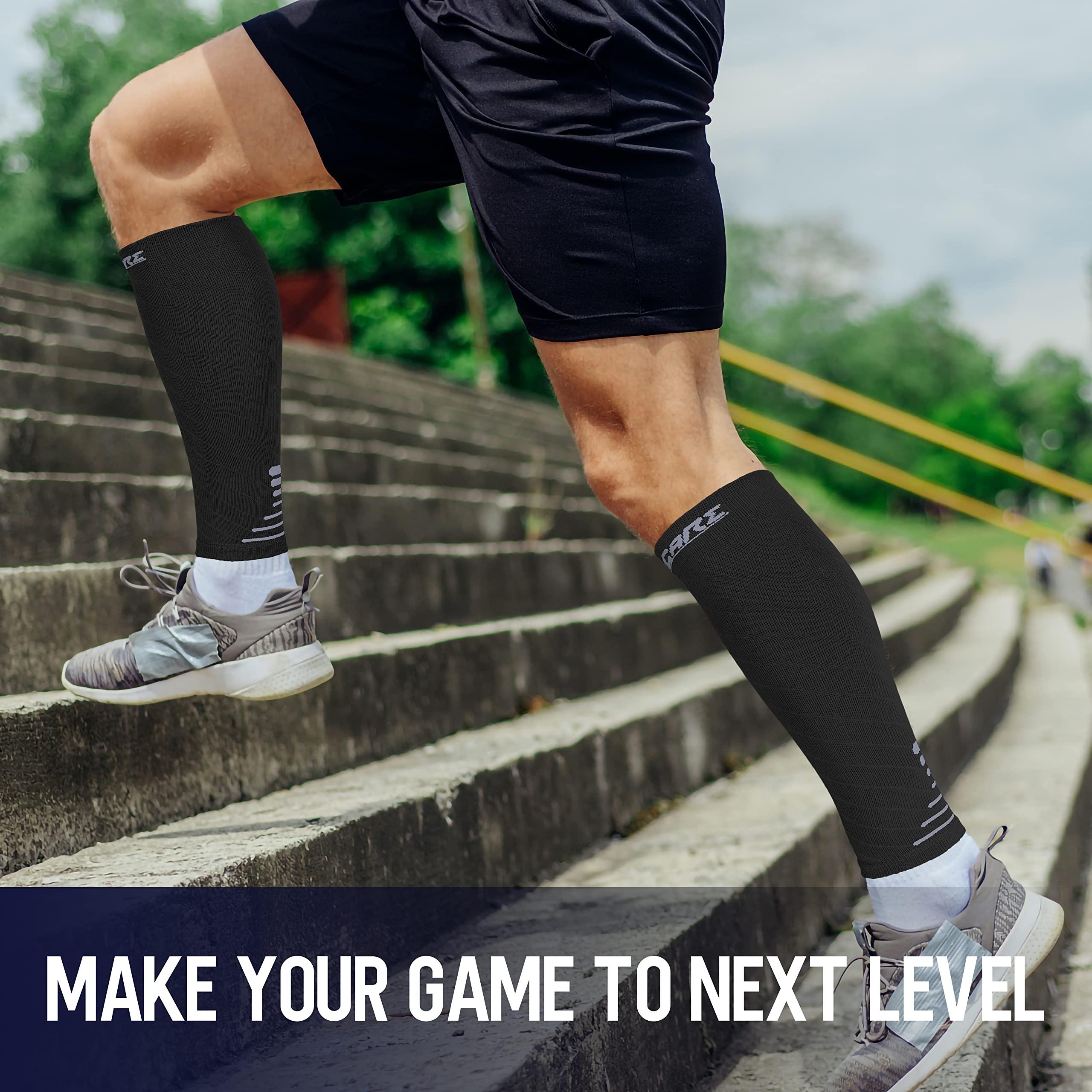 Thoxcare Thoxcare Calf Compression Sleeve for Men Women (1 Pair), Leg Support Footless Compression Socks for Running - Shin Splint Varicose Veins Swelling & Pain Relief, Black/Gray, Large