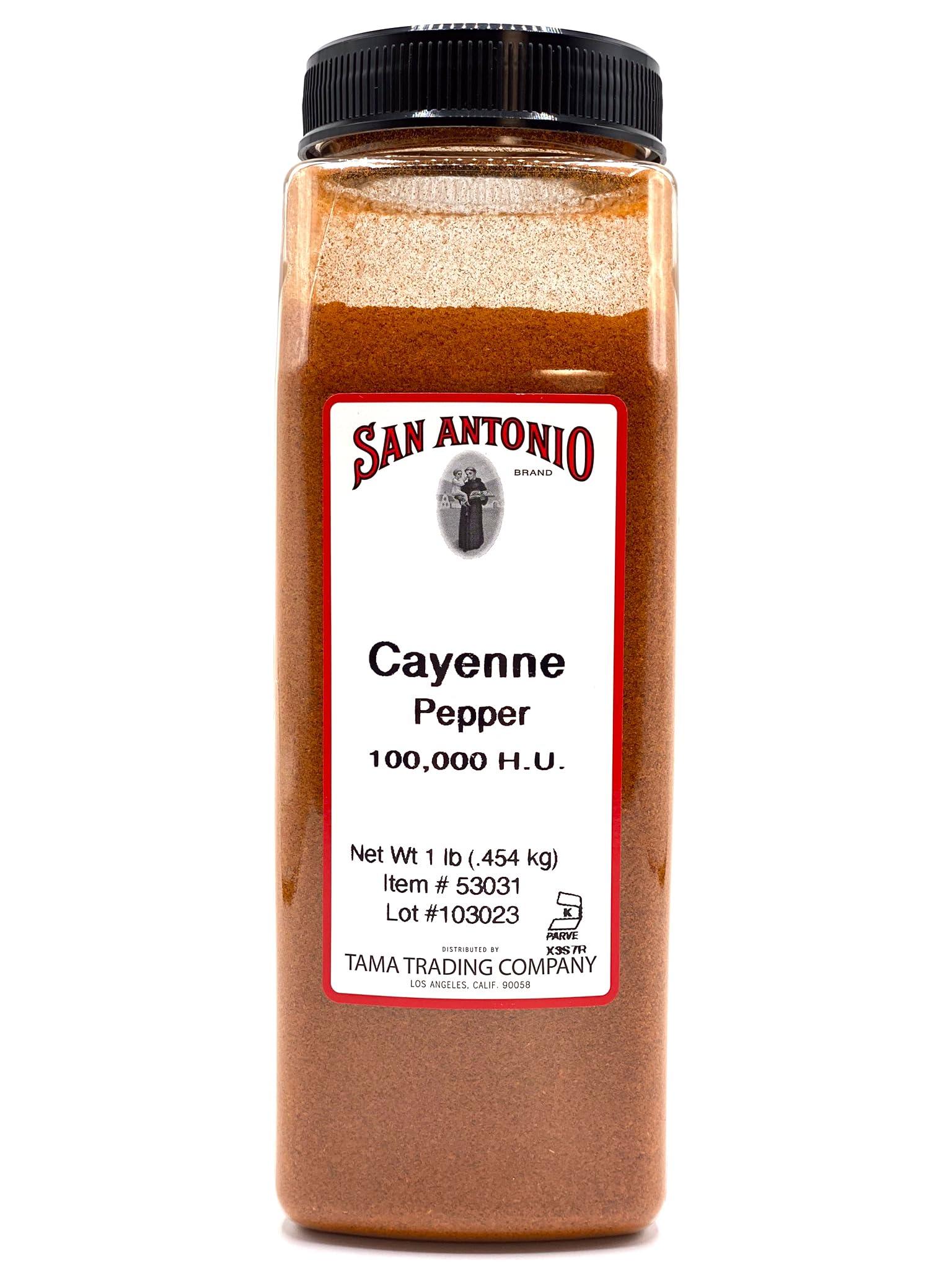 San Antonio Brand San Antonio Brand 16 Ounce Premium Ground Cayenne Pepper Powder 100K HU, (100,000 Heat Units), Hot Chili Powder, BBQ Rub, Bulk Food Service Size