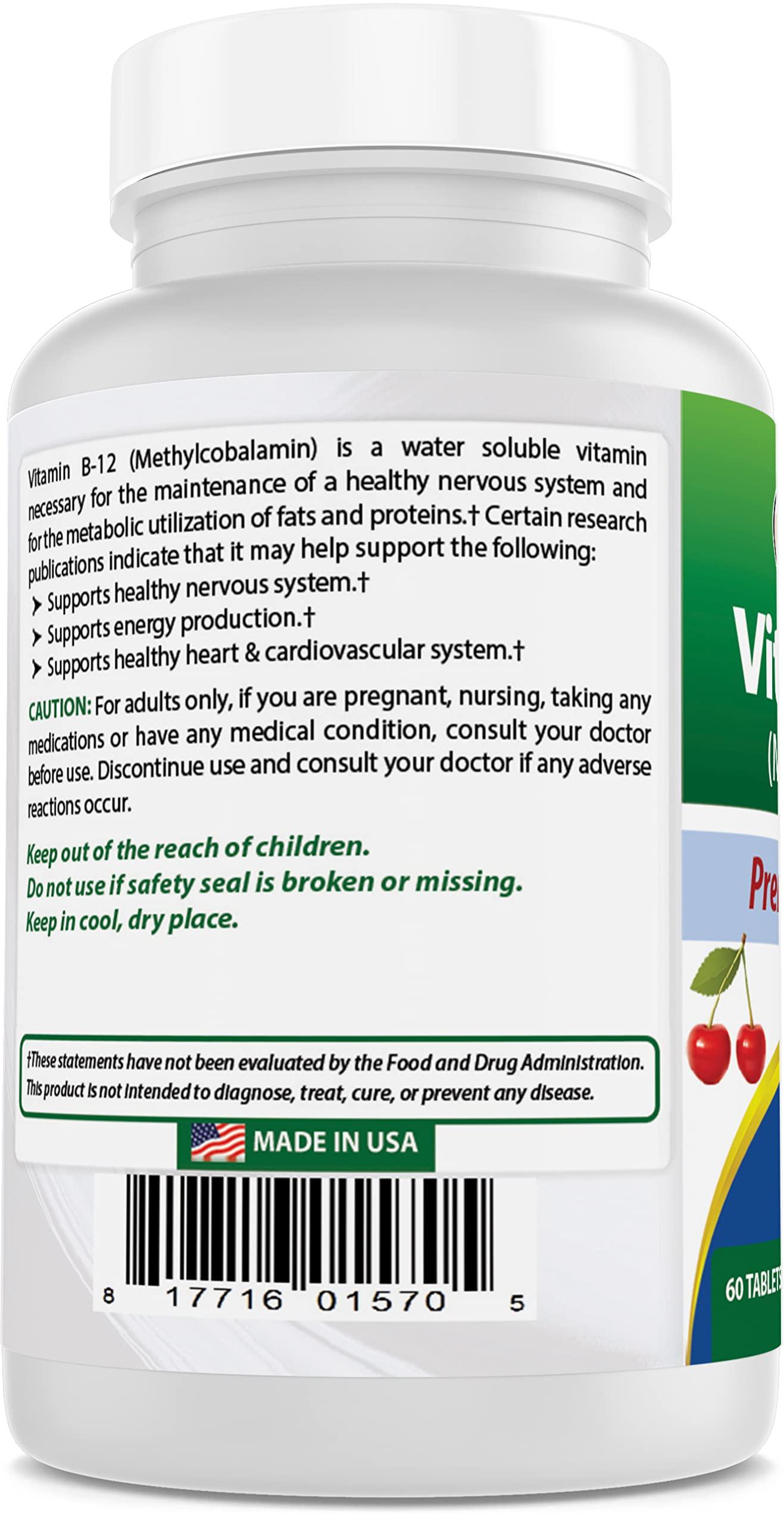 Best Naturals Best Naturals Vitamin B-12 as Methylcobalamin (Methyl B12), 6000 mcg 60 Sublingual Tablets (60 Count (Pack of 2))