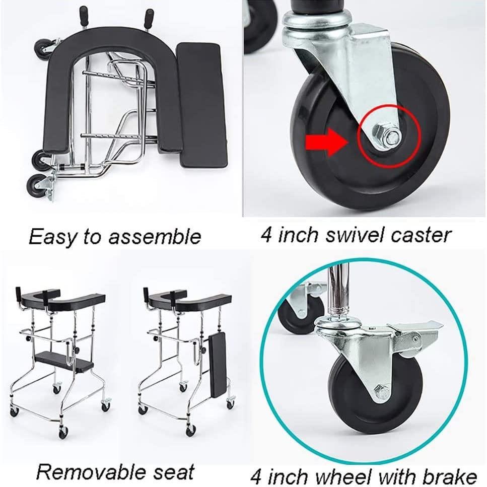BITWIT BITWIT Standing Support Walking Frame,Wheeled Walker with U-Shaped Armrest,Walking Mobility Aid,Lower Limb Trainer,Standard Walker