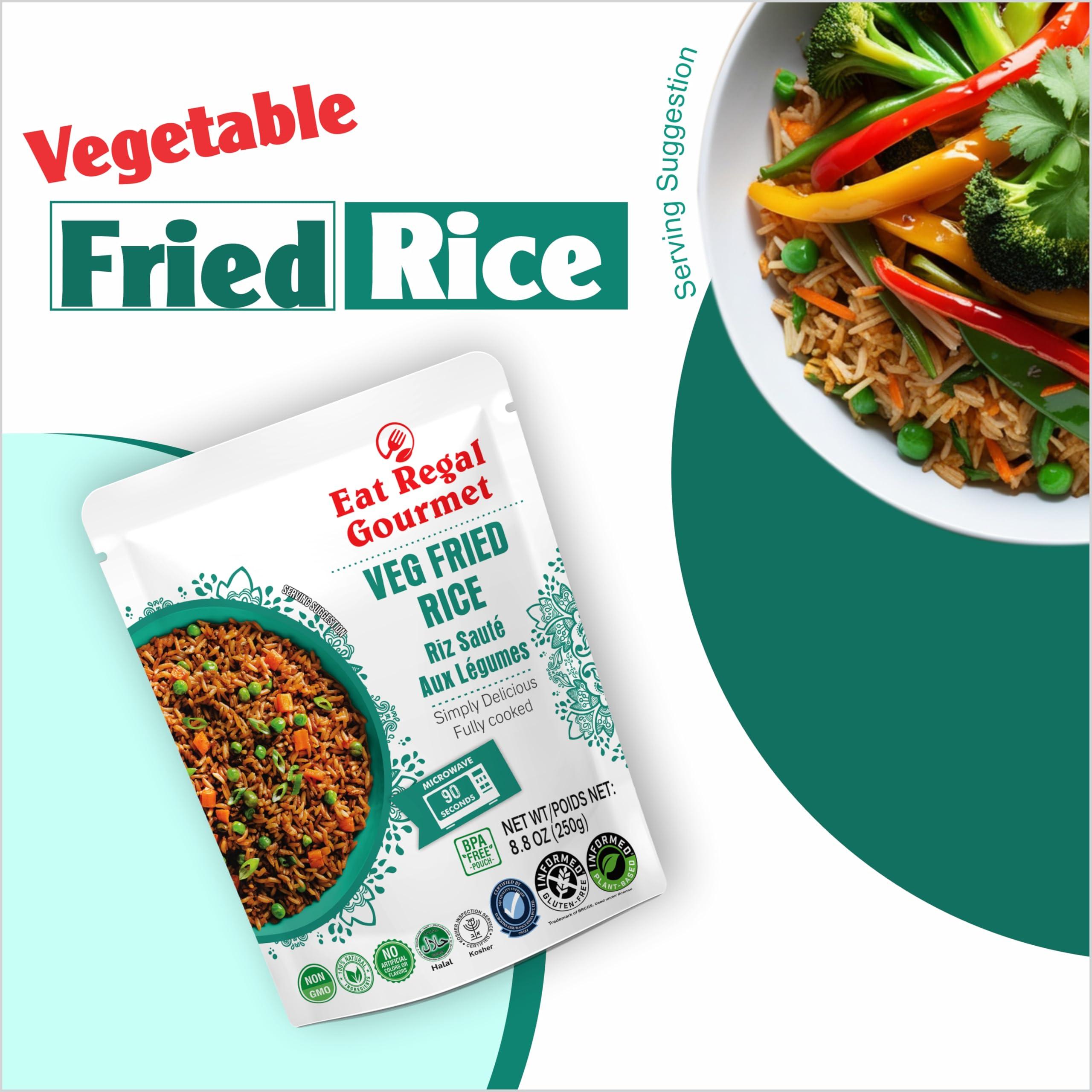 Eat Regal Eat Regal Veg Fried Rice Microwavable Rice Pack of 6, 8.8oz Instant Rice Ready in 90 Seconds - Dinner Sides | Vegetable Rice | Ready to Eat | Prepared Foods | Side Dish | Flavored Rice
