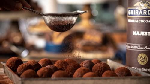 Ghirardelli Chocolate Company Ghirardelli Majestic Premium Cocoa Powder, 32 Ounce Can (Pack of 2) with Ghirardelli Stamped Barista Spoon