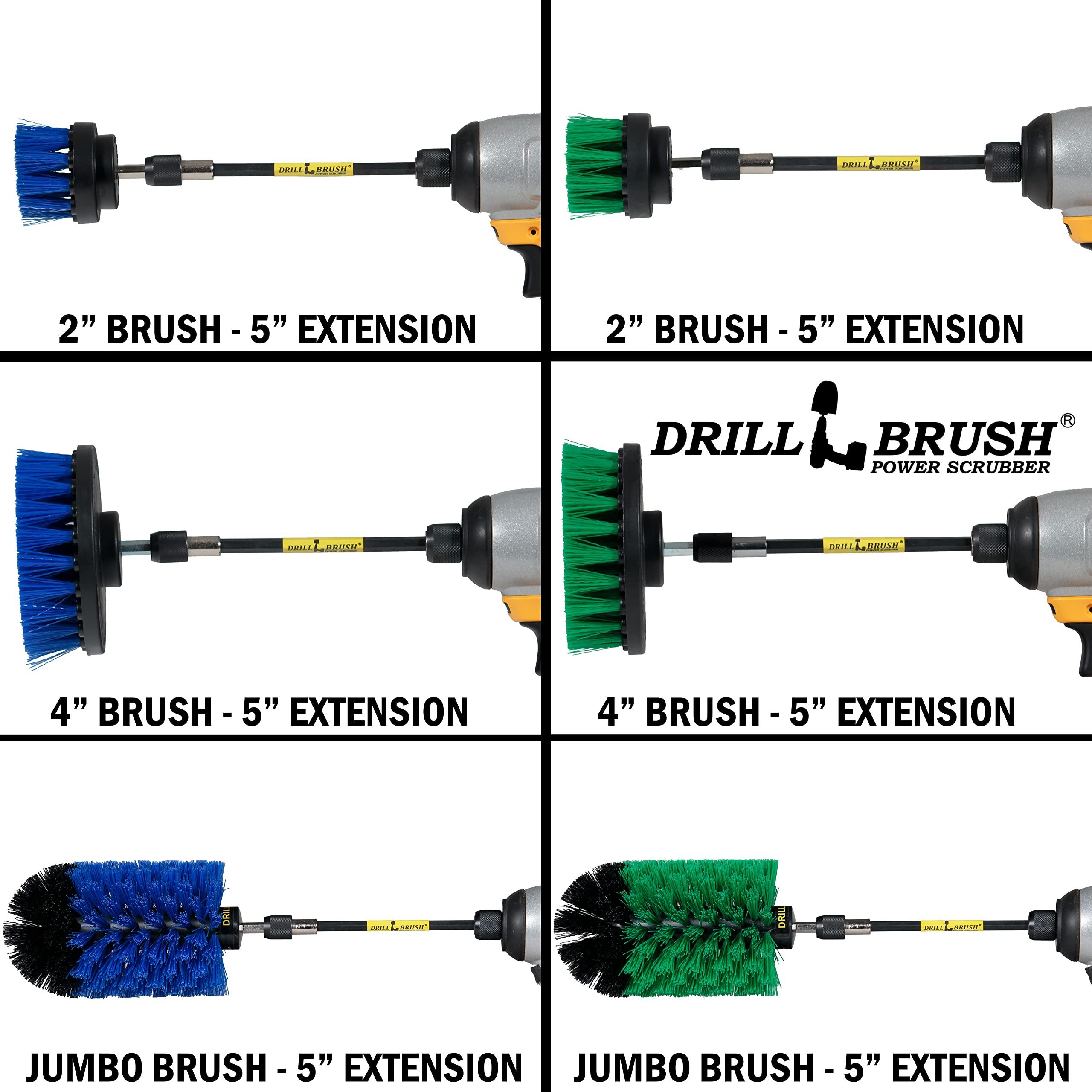 Drill Brush Power Scrubber by Useful Products 7 Piece Drillbrush Bundle - Kitchen Cleaning Brush Drill Attachments - Pool Cleaning Brush - Extension Attachment for Drill - Aquarium Cleaning - Oven Cleaner - Tile - Grout