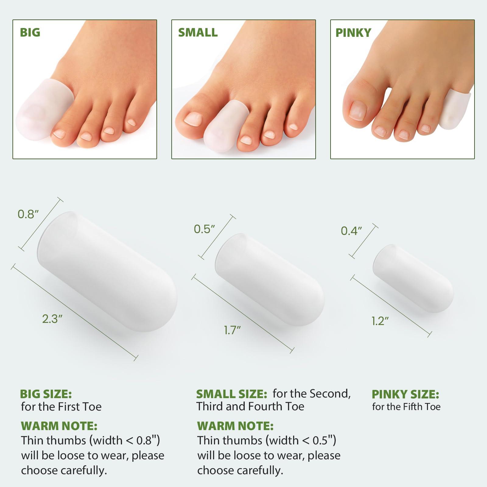 Bukihome Bukihome Gel Big Toe Caps and Protectors - 8 Pack Silicone Toe Protectors with Aloe Vera Extract - Toe Sleeves Cushions for Women & Men - Protect Corns, Blister - Large