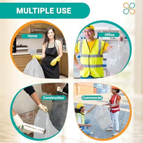 PlasticMill PlasticMill Heavy Duty Trash Bags - Clear Garbage Bags - Plastic Trash Bags - Kitchen, Bathroom, Office Garbage Bags, Trash Can Liners - 4-Gallon Small Trash Bags, 6 Microns, 17\"x18\" (100-Count)
