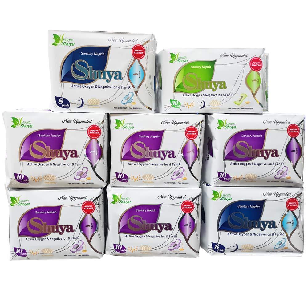 SHUYA SHUYA Patented Anion Soft Breathable Sanitary Pads and Panty Liners Combination Suit Package, Scented-96Count (Packs of 8)