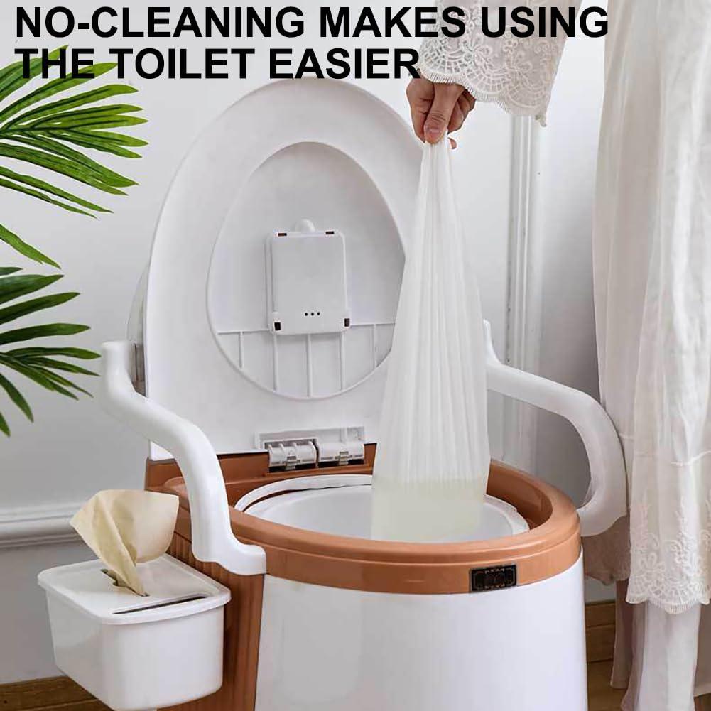 Sions Sions Movable Bedside Toilet, High Load-Bearing Toilet with Removable Armrests, Widened Mobile Toilet for Bathing, Portable Toilet with Tissue Box,Brown