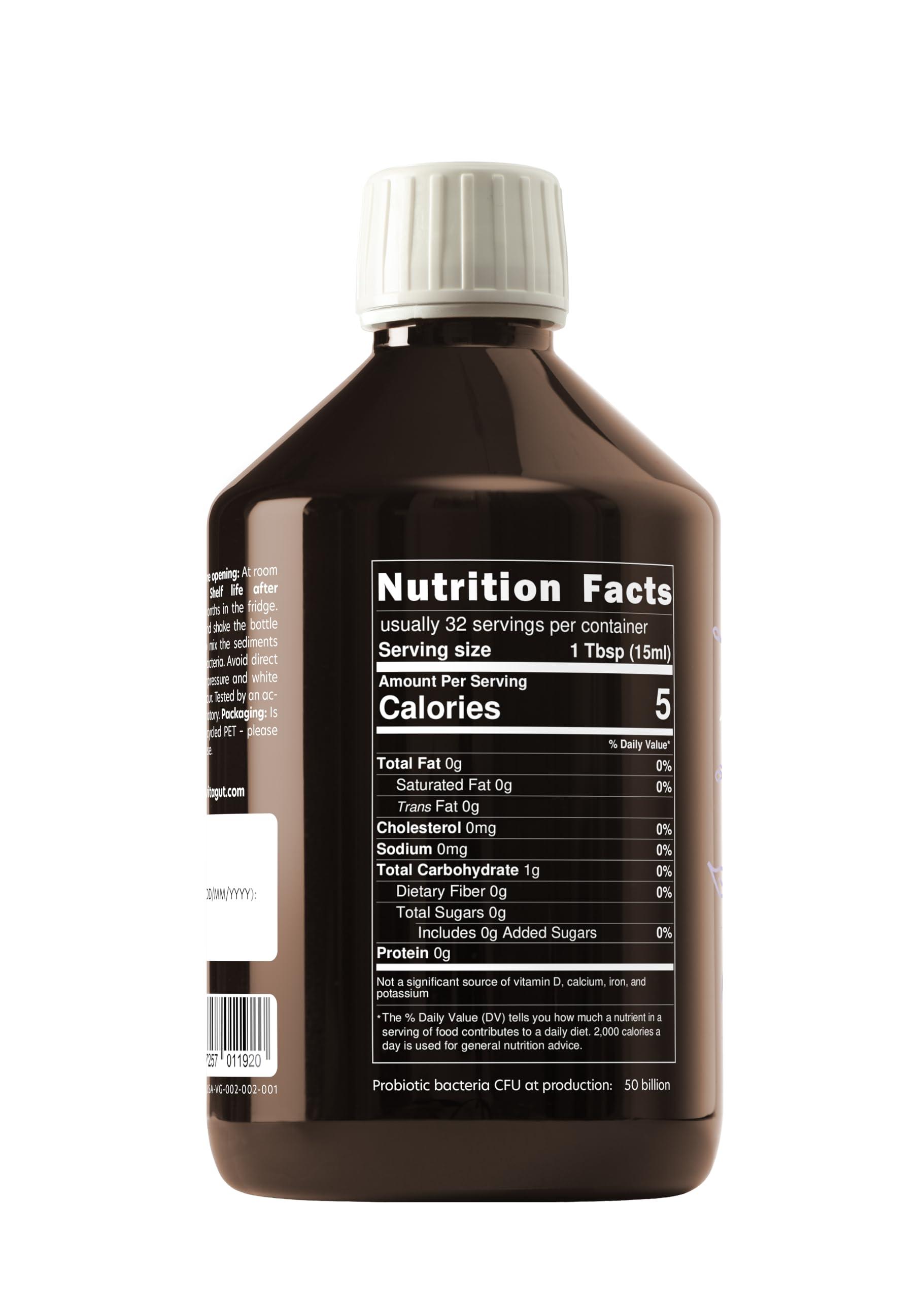 VITAGUT VITAGUT Liquid Probiotic, Prebiotics & Postbiotics 3-in-1 Organic, Live Probiotics for Women & Men - Probiotics for Digestive Health, 50 Billion CFU, 19 Fermented Herbs, Vegan Probiotic for Gut Health