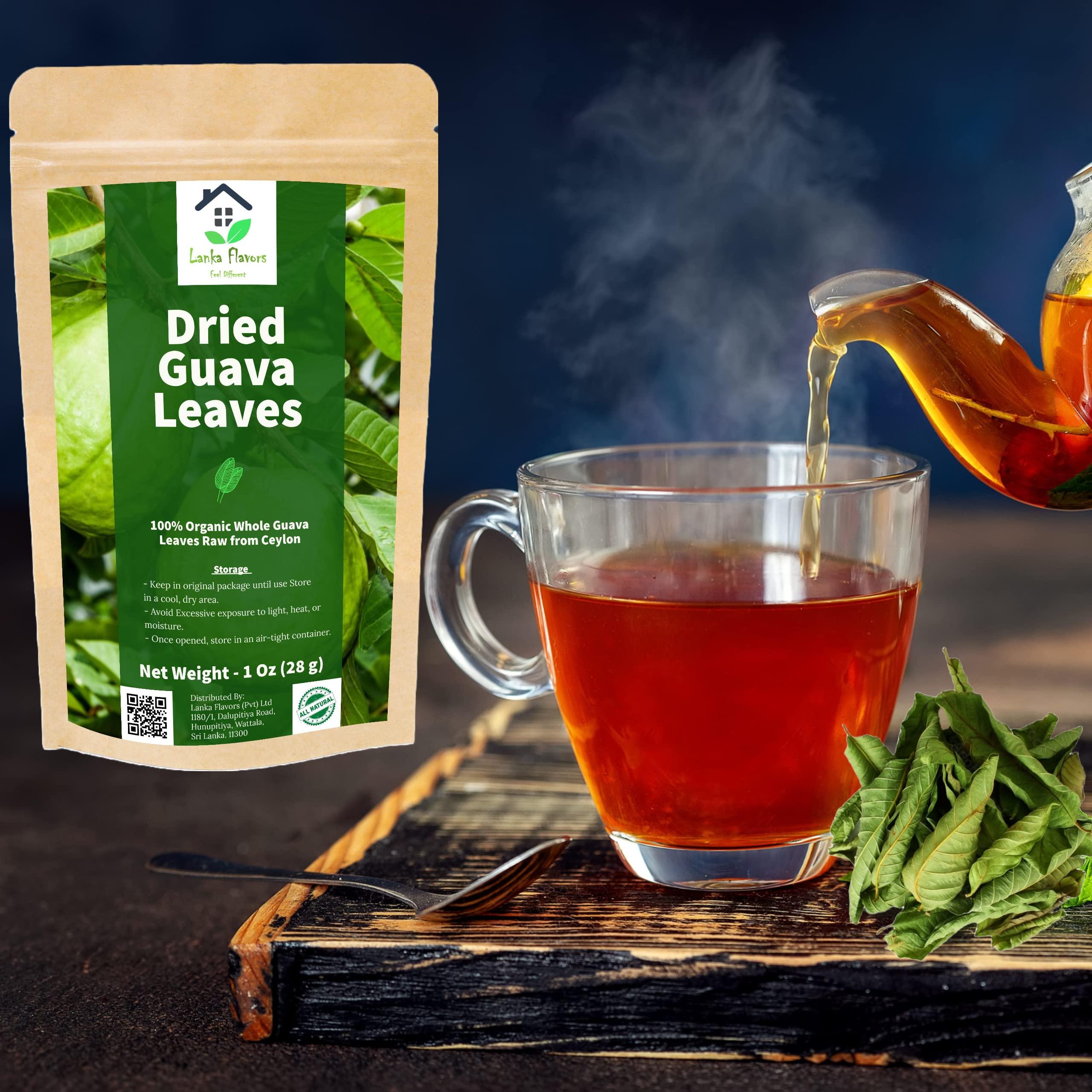 Lanka Flavors Feel Different Dried Guava Leaves 1 Oz (28g) Hojas De Guayaba Herbal Tea Natural Organic Air Dried Whole Leaf Harvested from Ceylon - Lanka Flavors Feel Different