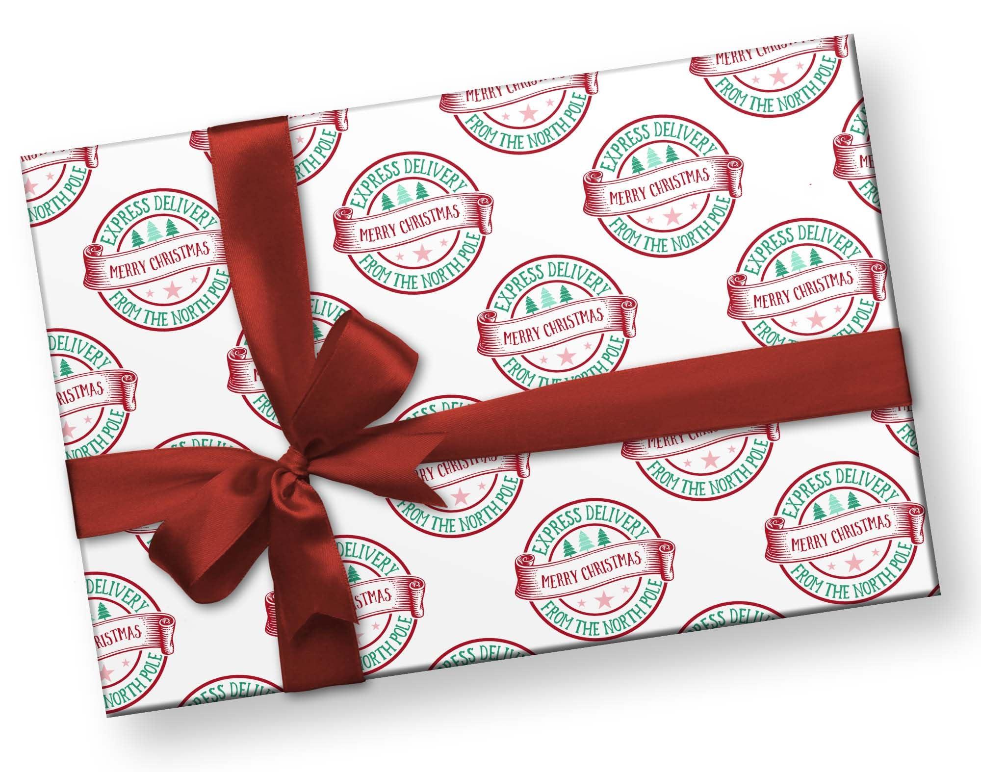 Giftini North Pole Theme Thick Christmas Wrapping Paper for Kids, Special Delivery Xmas Gift Wrap, Santa Holiday Theme for Teen Tween (12 foot x 30 inch roll)