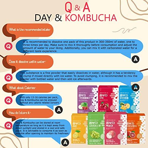 MENBLY Kombucha Powder Tea Pack Korean Healthy Beverage Juice - Korean Tea Drink Zero Sugar, Sparkling Fermented, Probiotics & Prebiotics 10 sticks (Plum)
