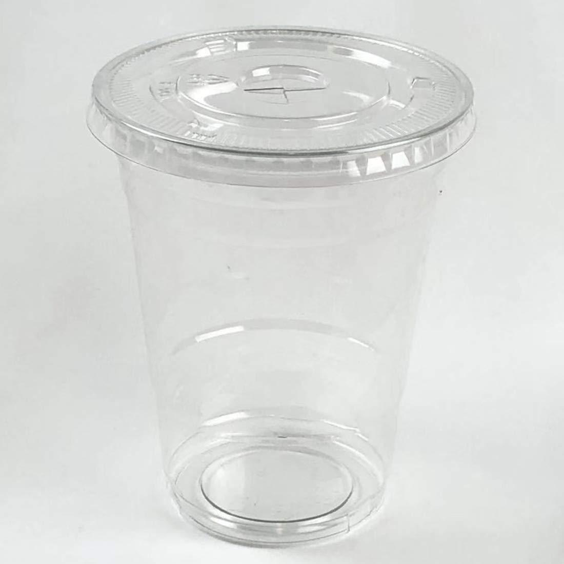 Royal Packaging suppliers Royal Packaging suppliers 100sets 16oz. Plastic Ultra Clear Cups with flat lids is for cold drinks like iced coffee, Bubble Tea, Frozen Cocktails, water, Sosa and jucies