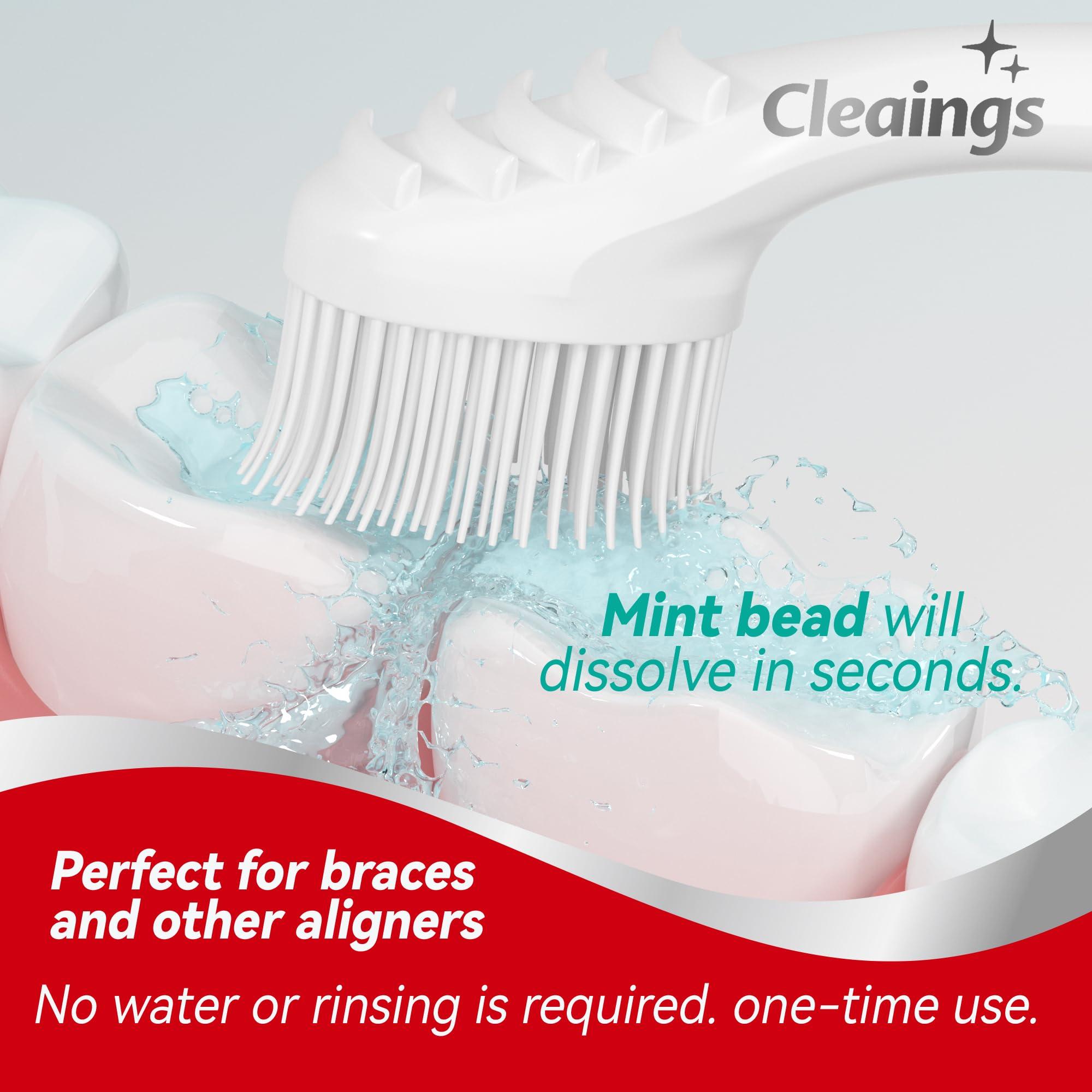 cleaings Mini Brushes-Disposable Toothbrushes with Cleaning Beads Toothpaste and Pick for Work or Travel, 24 Count-Mix FlavorPack of 1