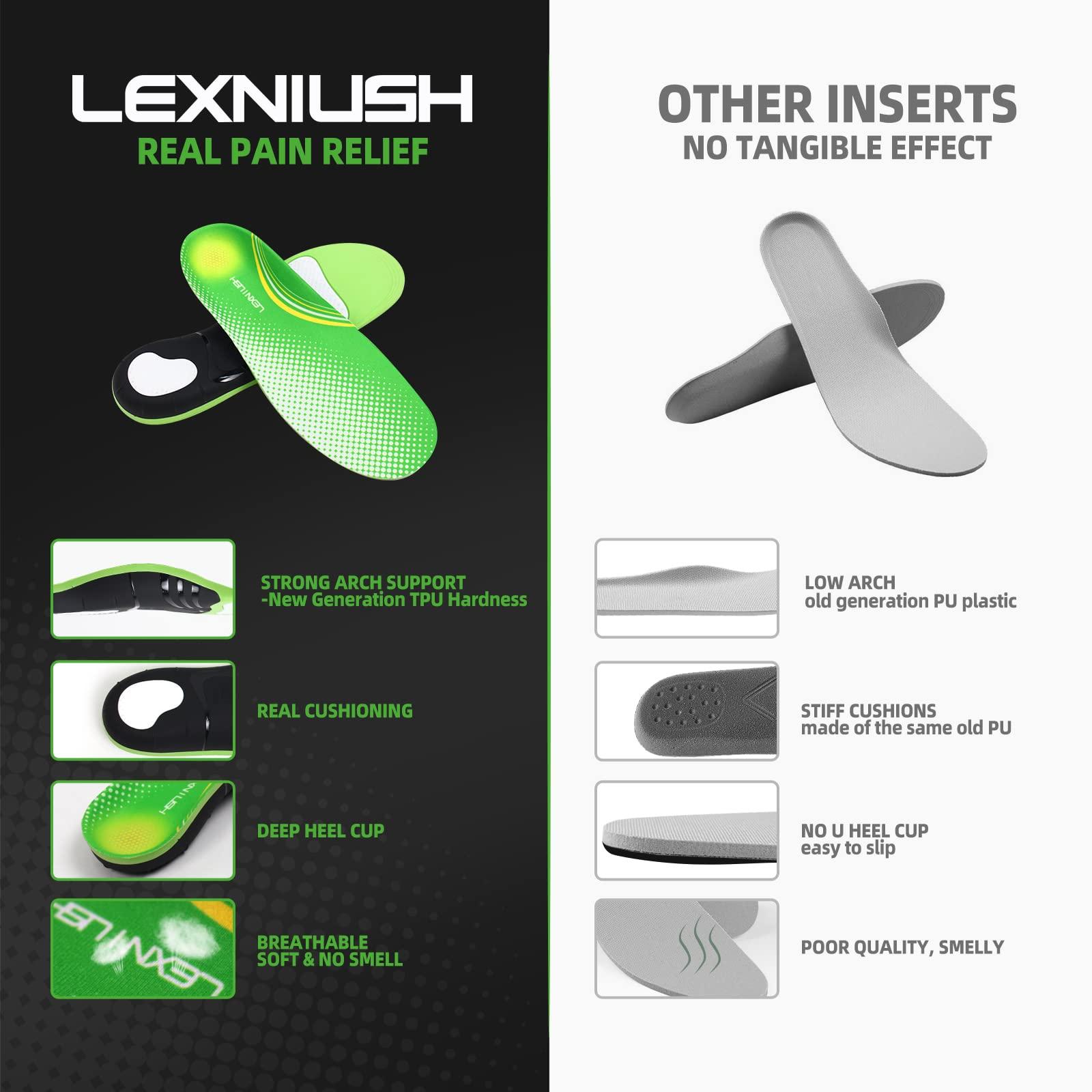 Lexniush Lexniush Plantar Fasciitis Arch Support Insoles for Men Women Shoe Inserts - Flat Feet Orthotic Inserts High Arch - Best Boot Work Shoe Insole for Standing All Day - Heavy Duty Support Pain Relief