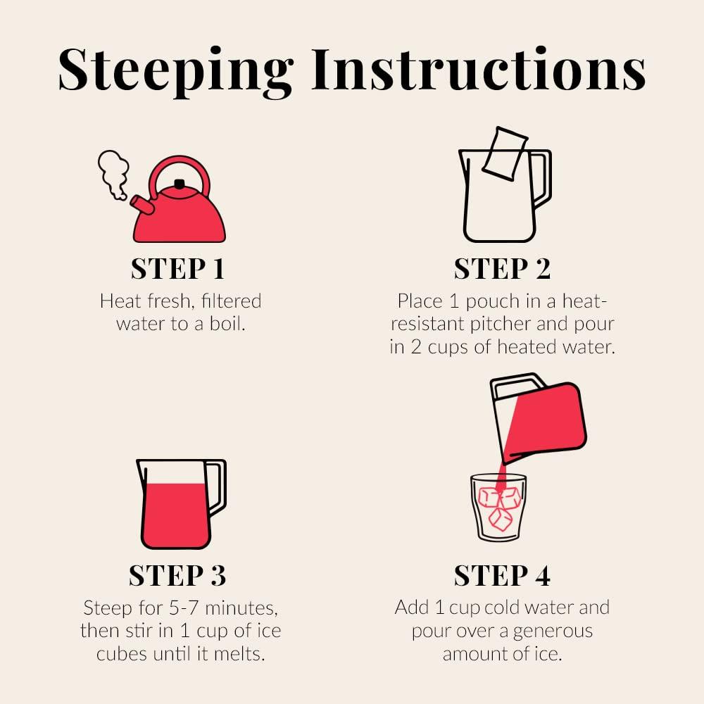 The Republic of Tea The Republic of Tea Keto-Friendly Sweet Iced Hibiscus Lemonade Herbal Tea, 8 Large Quart-Sized Iced Tea Pouches, Naturally Caffeine-Free