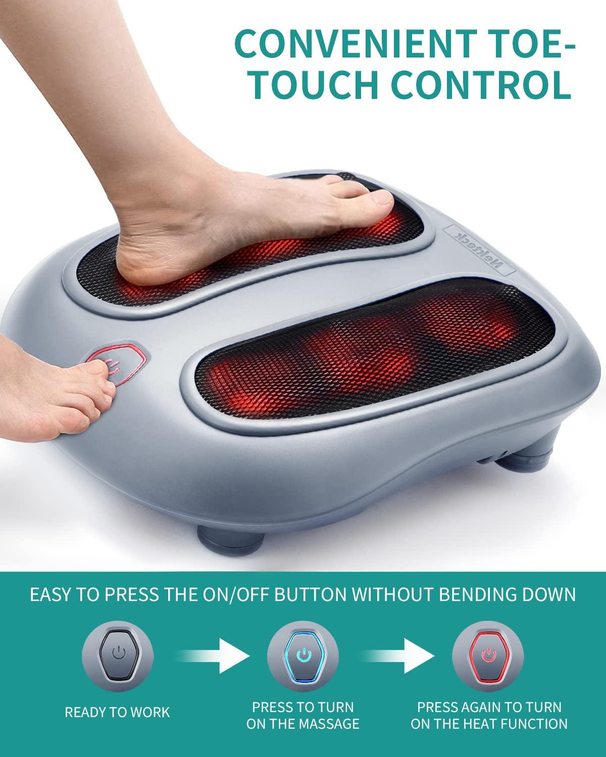Nekteck Nekteck Foot Massager with Heat, Shiatsu Heated Electric Kneading Foot Massager Machine for Plantar Fasciitis, Built-in Infrared Heat Function and Power Cord(Gray)