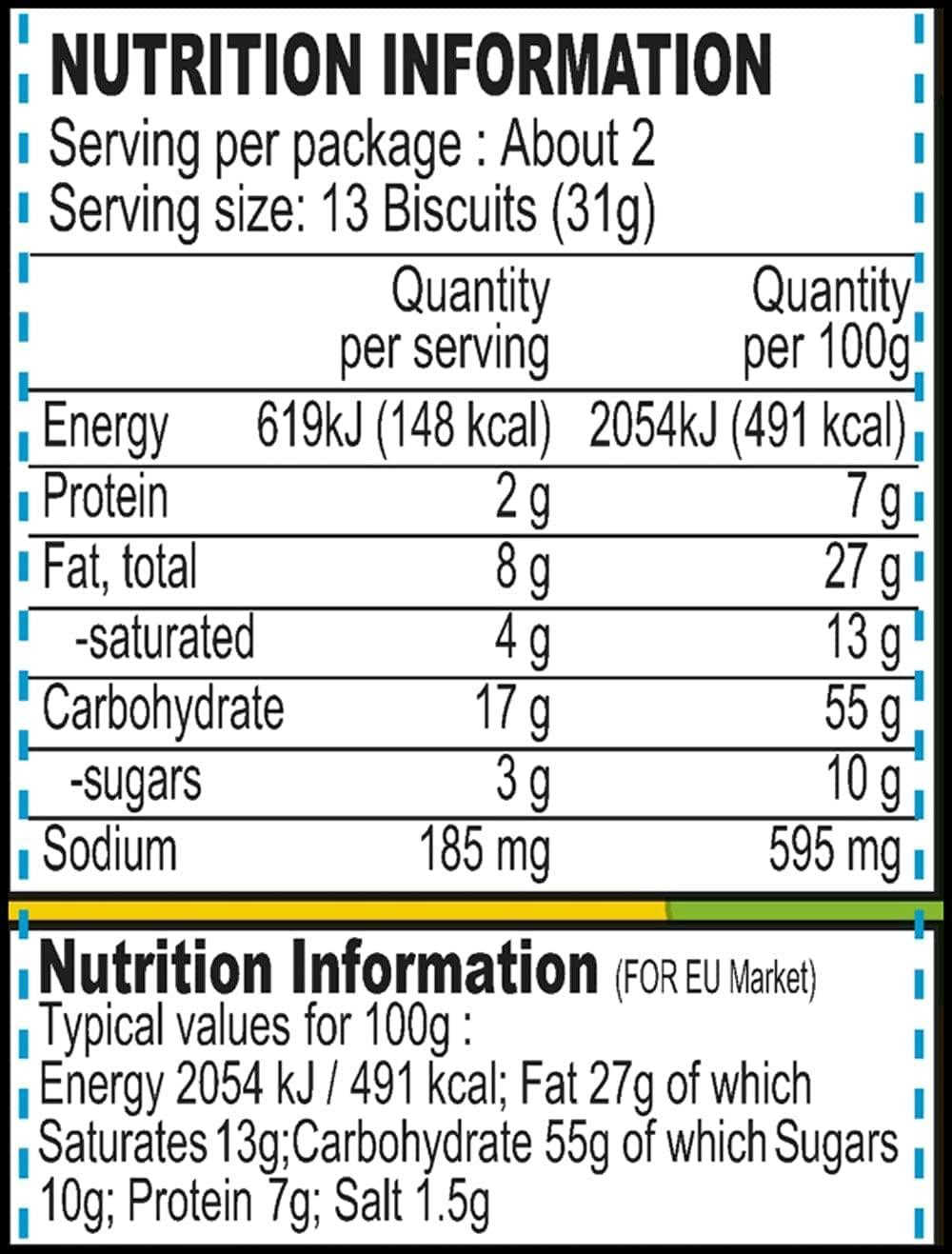 BRITANNIA Britannia Crackers 50 50 Maska Chaska Biscuit 2.19oz (62g) - Dipped in Butter and Peppered - Delicious, Light & Crispy Cookies (Pack of 6)