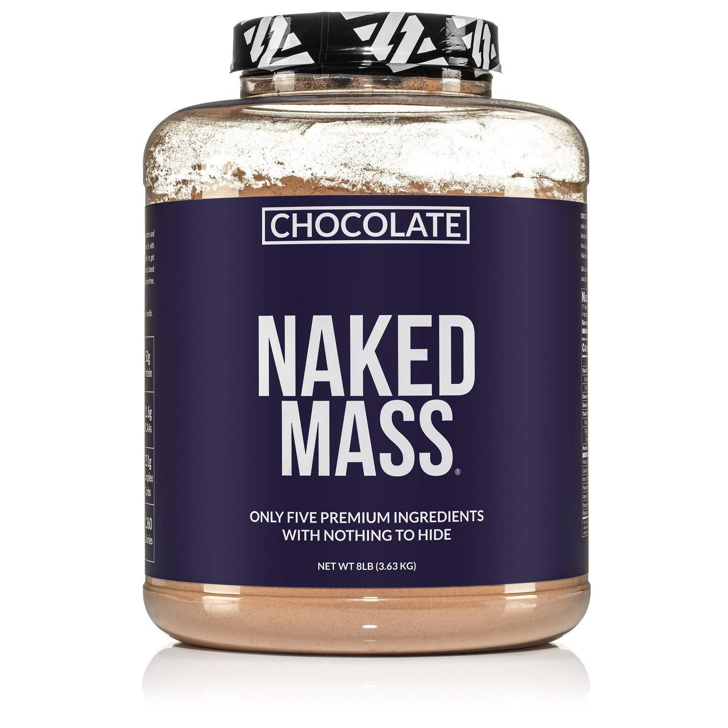 NAKED nutrition NAKED Chocolate Mass Gainer - All Natural Weight Gainer Protein Powder - 8lb Bulk, GMO Free, Gluten Free & Soy Free. No Artificial Ingredients - 1,360 Calories
