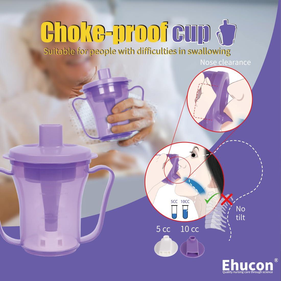 Ehucon Ehucon Dysphagia Regulating Drinking Cup for Elderly-Having Difficulty Swallowing,Dispenses 5 cc or 10 cc of Liquid Helps to Prevent Choking,Liquids Only (Overall purple)
