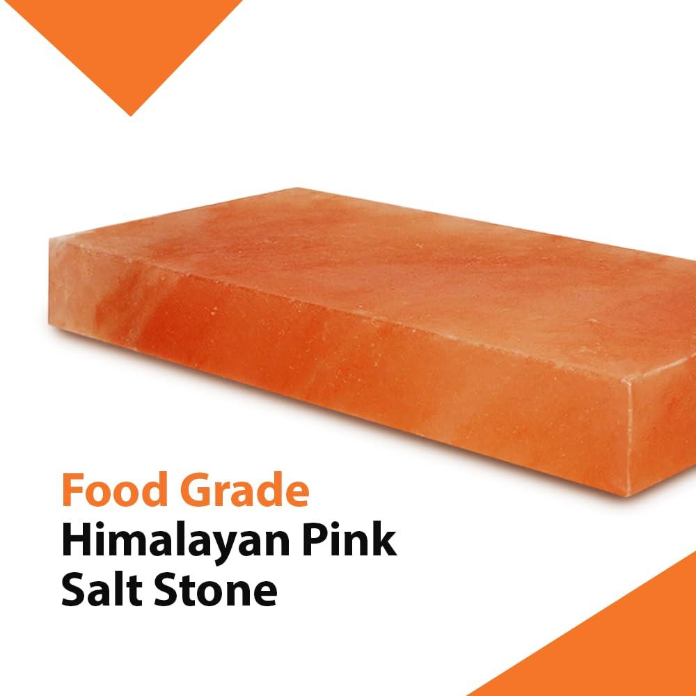 ZKTRADING ZK Himalayan Salt Block with Steel Tray for Grilling- Cooking, Cutting, and Serving, 12x8x1.5, Food Grade Rock Salt Plate, Salt Slab a Unique Gift for Men, Women, Chefs & Cooks