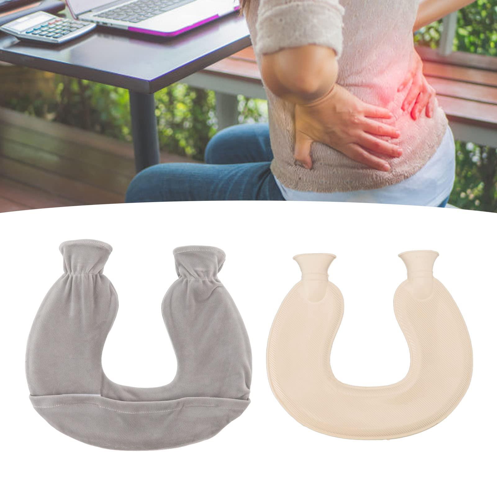 CHICIRIS CHICIRIS Neck Hot Water Bag, 1 Liter U Shaped Rubber Hot Water Bottle with Cover for Pain Relief, 14.3 x 12.4 (Gray)