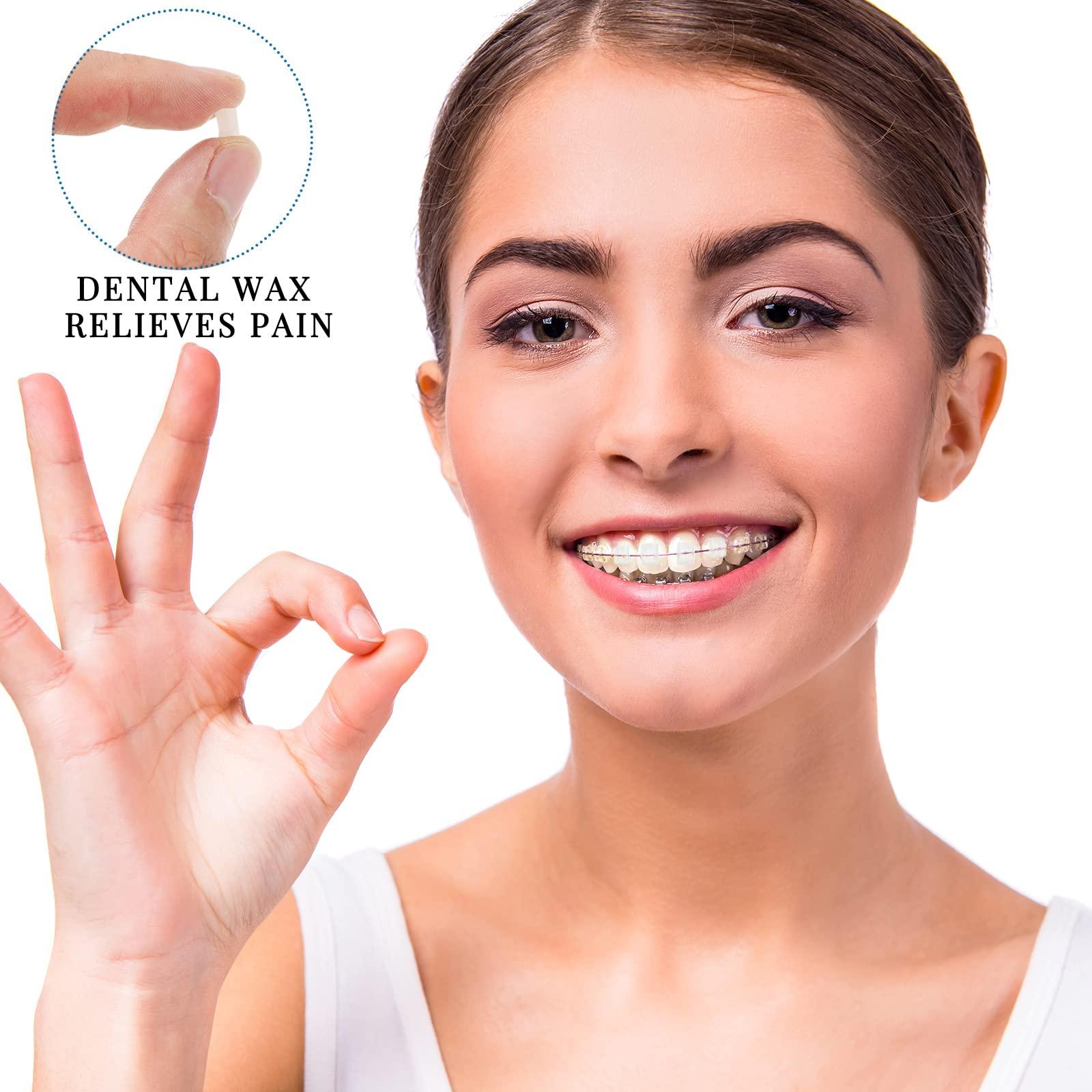 Sinmoe Sinmoe 40 Pack Dental Wax for Braces Orthodontic Wax for Teeth Oral Appliances with Colorful Storage Case and Small Plastic Cutter Repair Kit for Dental Care Wearer Braces Brackets