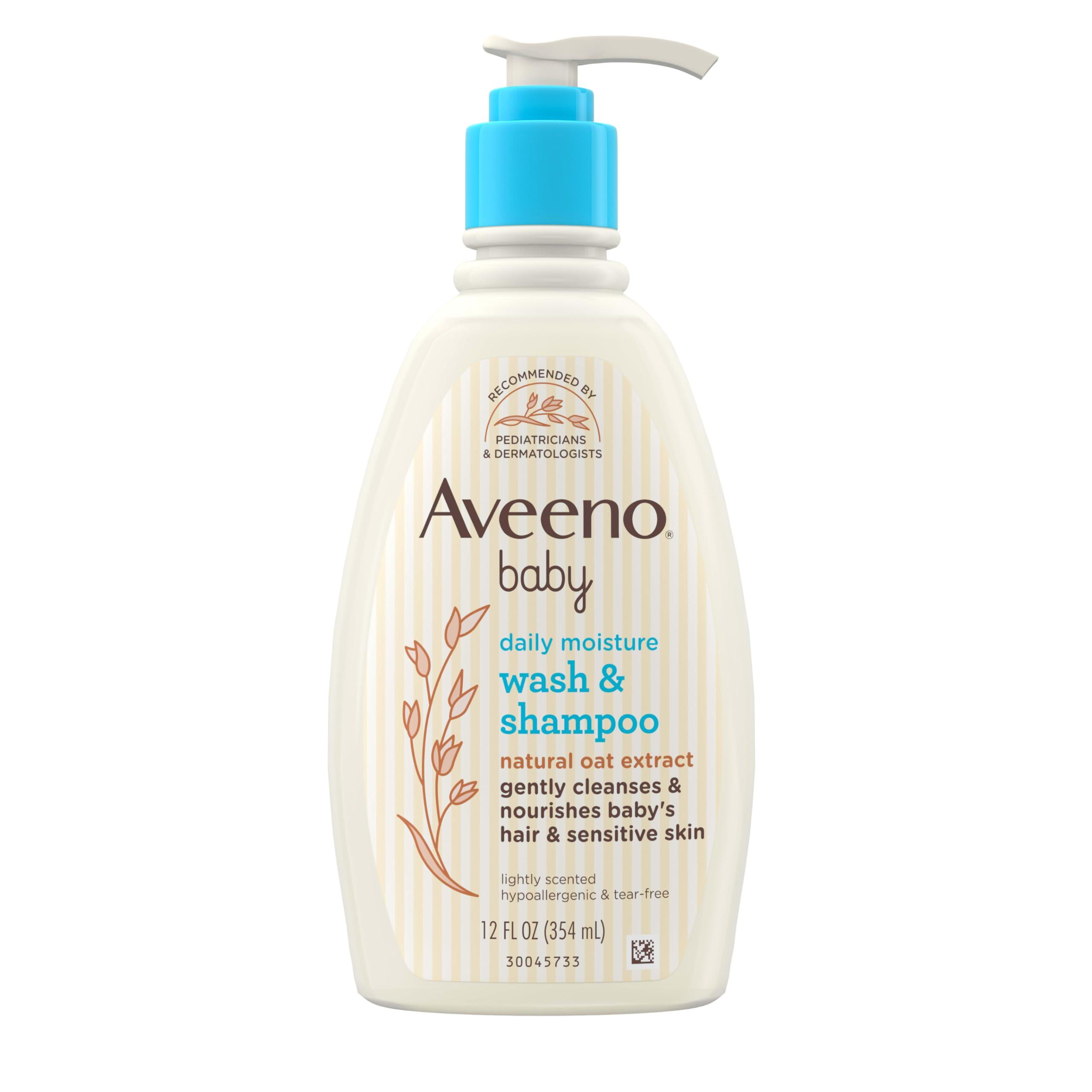 Aveeno Baby Aveeno Baby Daily Moisture Gentle Body Wash & Shampoo with Oat Extract, 2-in-1 Baby Bath Wash & Hair Shampoo, Tear- & Paraben-Free for Hair & Sensitive Skin, Lightly Scented, 12 fl. oz