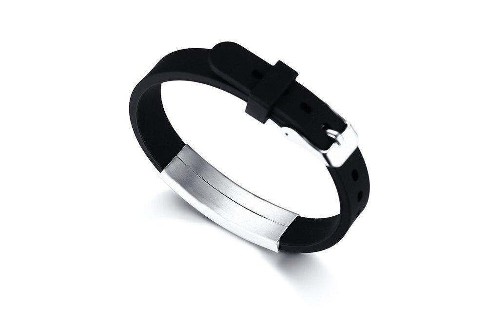 Sunling Sunling Custom Adjustable Silicon Medical Alert Food Allergy Awareness Bracelet for Women Men Kids,Free Engraving,Daily Life Emergency Saver for Son,Daughter,Parents