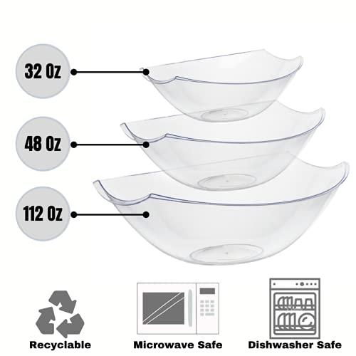 Exquisite Exquisite Pack Of 8 Disposable Plastic Serving Bowls Plastic For Parties Oval | 112 Oz Clear Plastic Bowls For Parties I Disposable Serving Bowls For Salad Bar Buffet | Serving Bowl For Candy & Chips