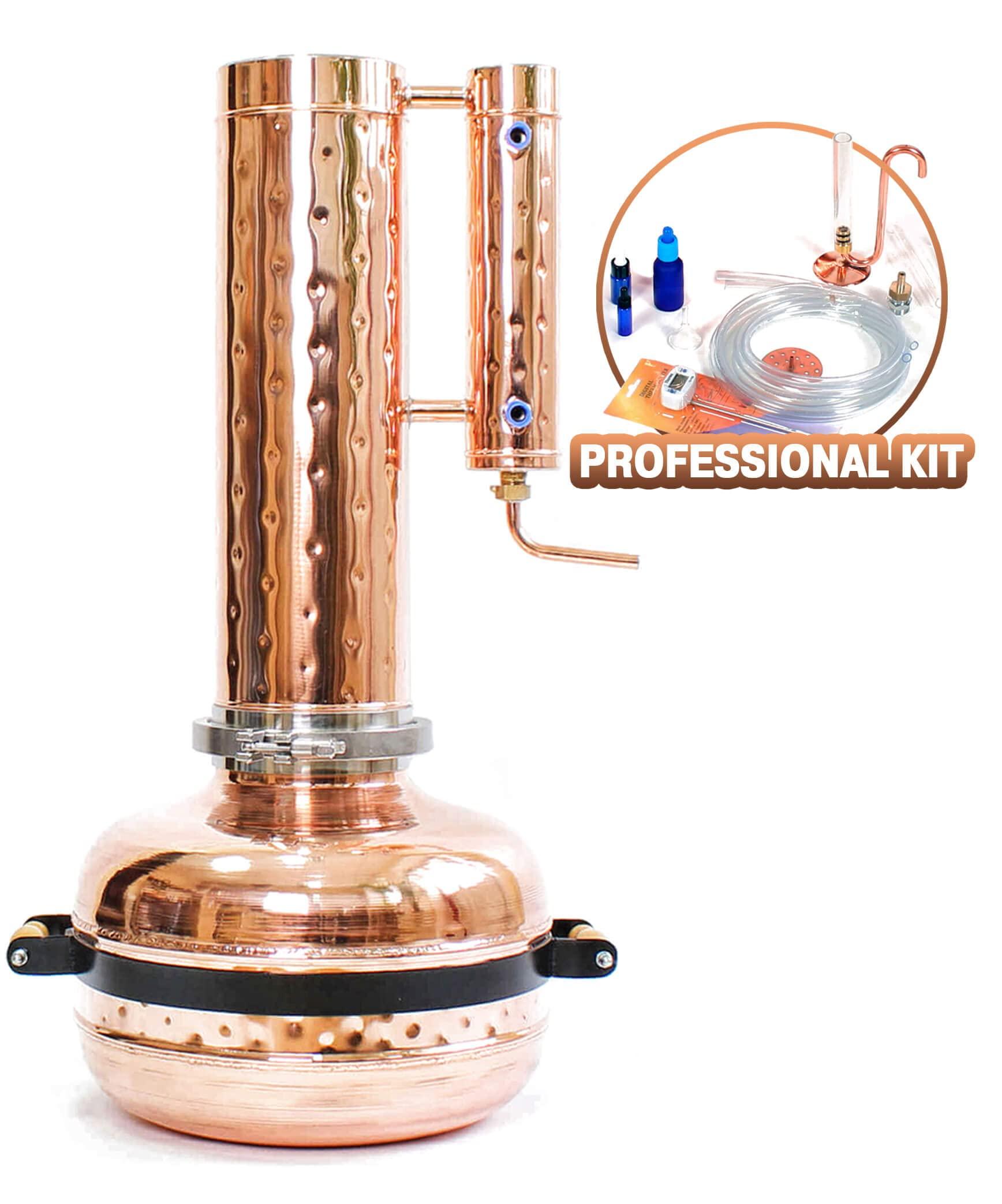 Copper Pro Essential Oil Distiller Kit for Steam Distillation Oil Making and Extracting - Home Distiller Equipment DIY Essential Oil from Herbs, Plants and Flowers (5.3 Gall (20L))