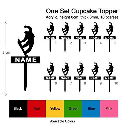 jjphonecase TA0287 Snowboard Snowboarding Jumps Silhouette Party Wedding Birthday Acrylic Cupcake Toppers Decor 10 pcs with Personalized Your Name