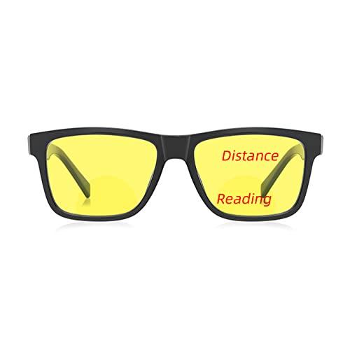 laureles laureles 2023 Vintage Yellow Lens Bifocal Reading Glasses Men Computer Night Vision Bifocal Reader Women (C1, 2, multiplier_x)