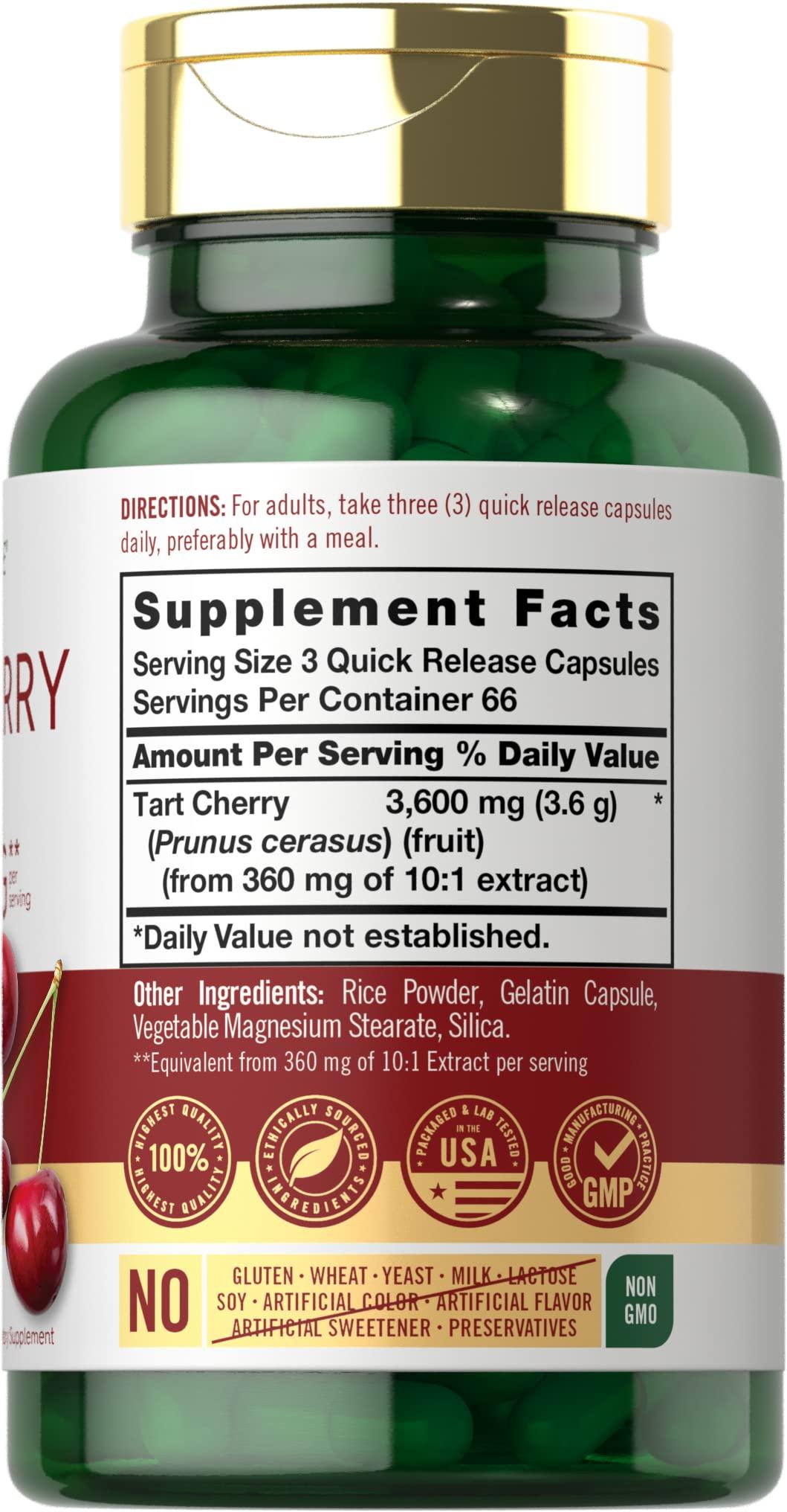 Carlyle Carlyle Tart Cherry Extract Capsules | 200 Count | Non-GMO and Gluten Free Formula | Traditional Herb Supplement