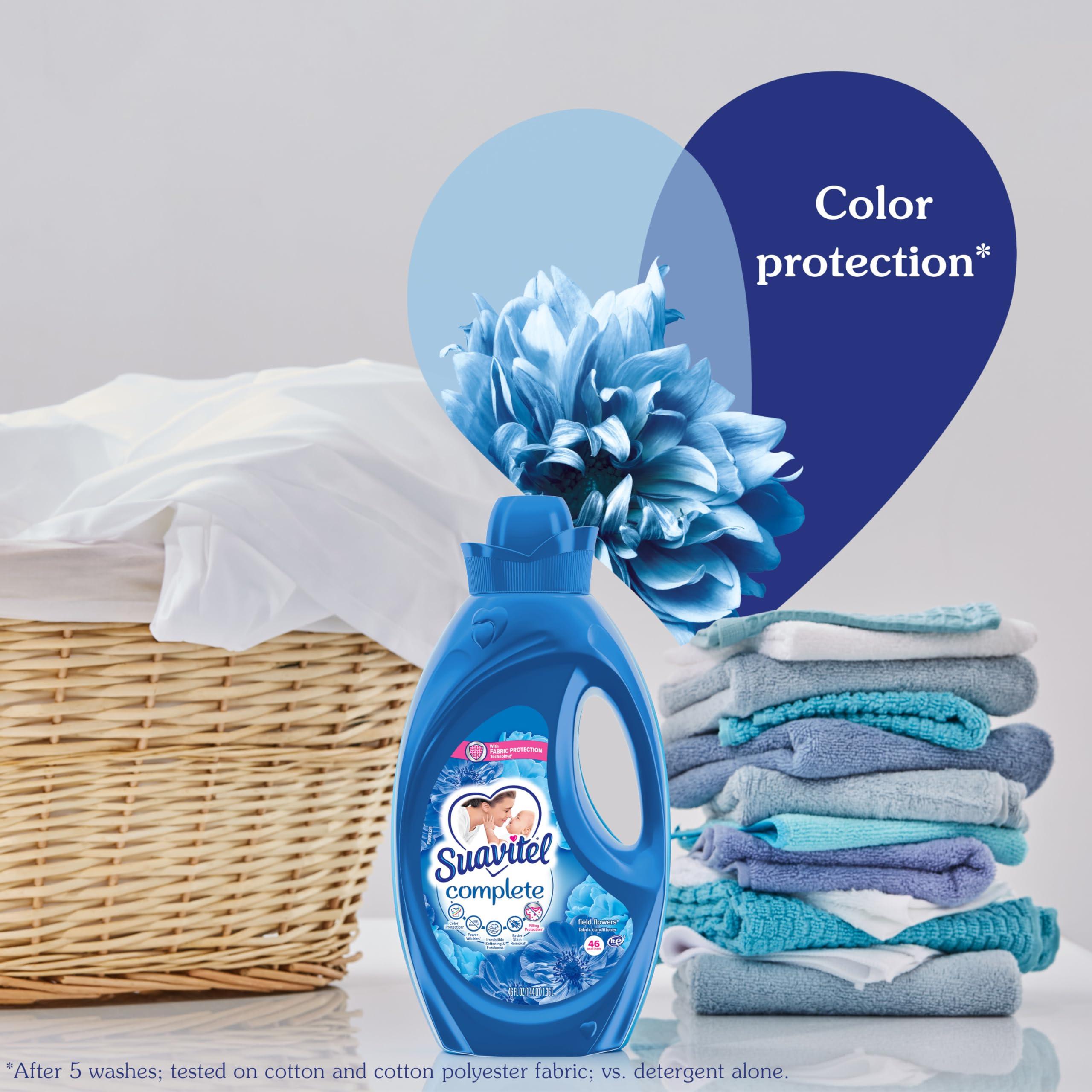 Suavitel Suavitel Complete Liquid Fabric Conditioner, Laundry Fabric Softener with Fabric Protection Technology, Field Flowers, 46 oz, Enough Liquid For 46 Small Loads