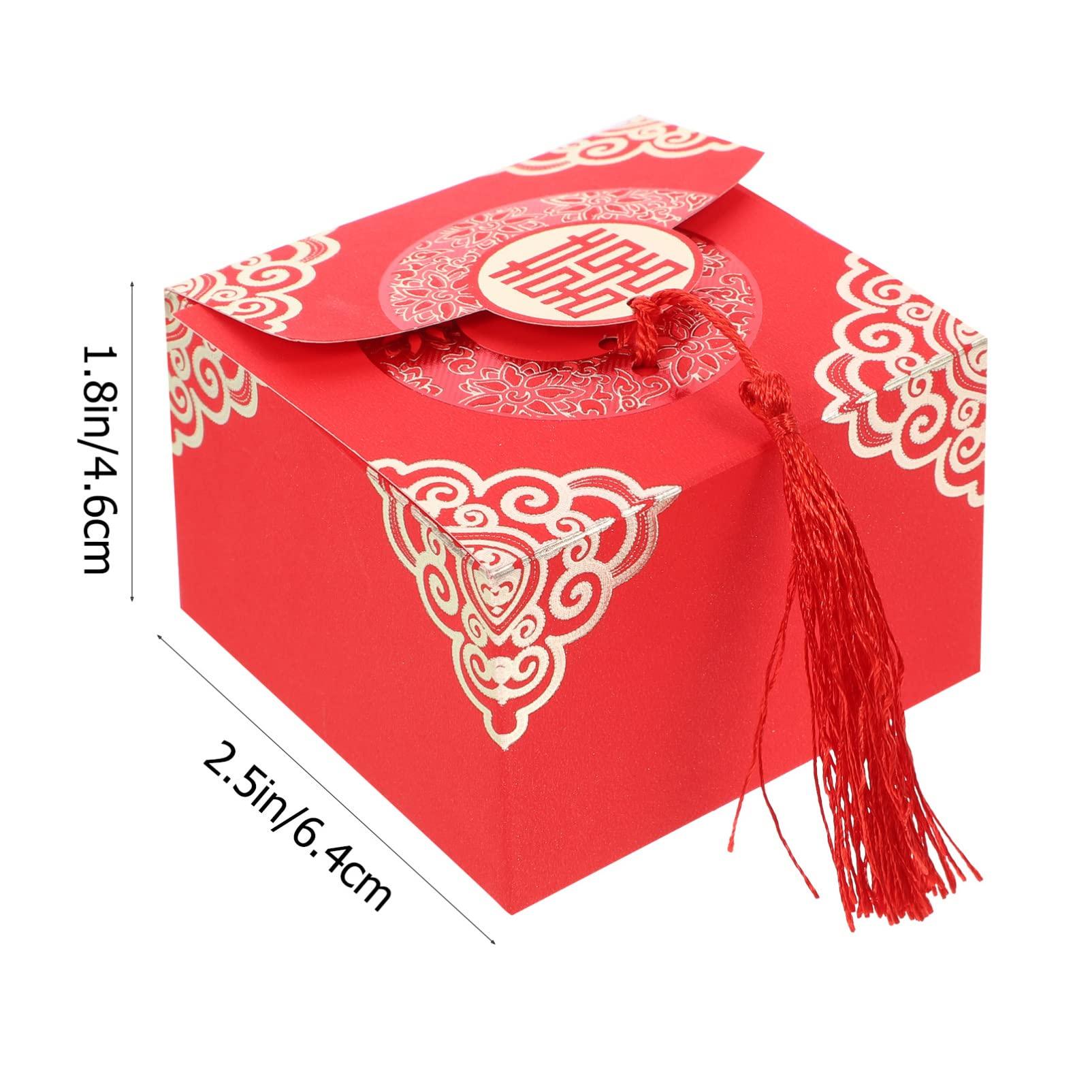 BESTOYARD BESTOYARD 20pcs Boxes Chinese Candy Box Cookie Container Red Tassel Wedding Candy Containers Chinese Tassel Wedding Party Favor Gift Packing Box Souvenir Box Chocolate Box Bride Paper
