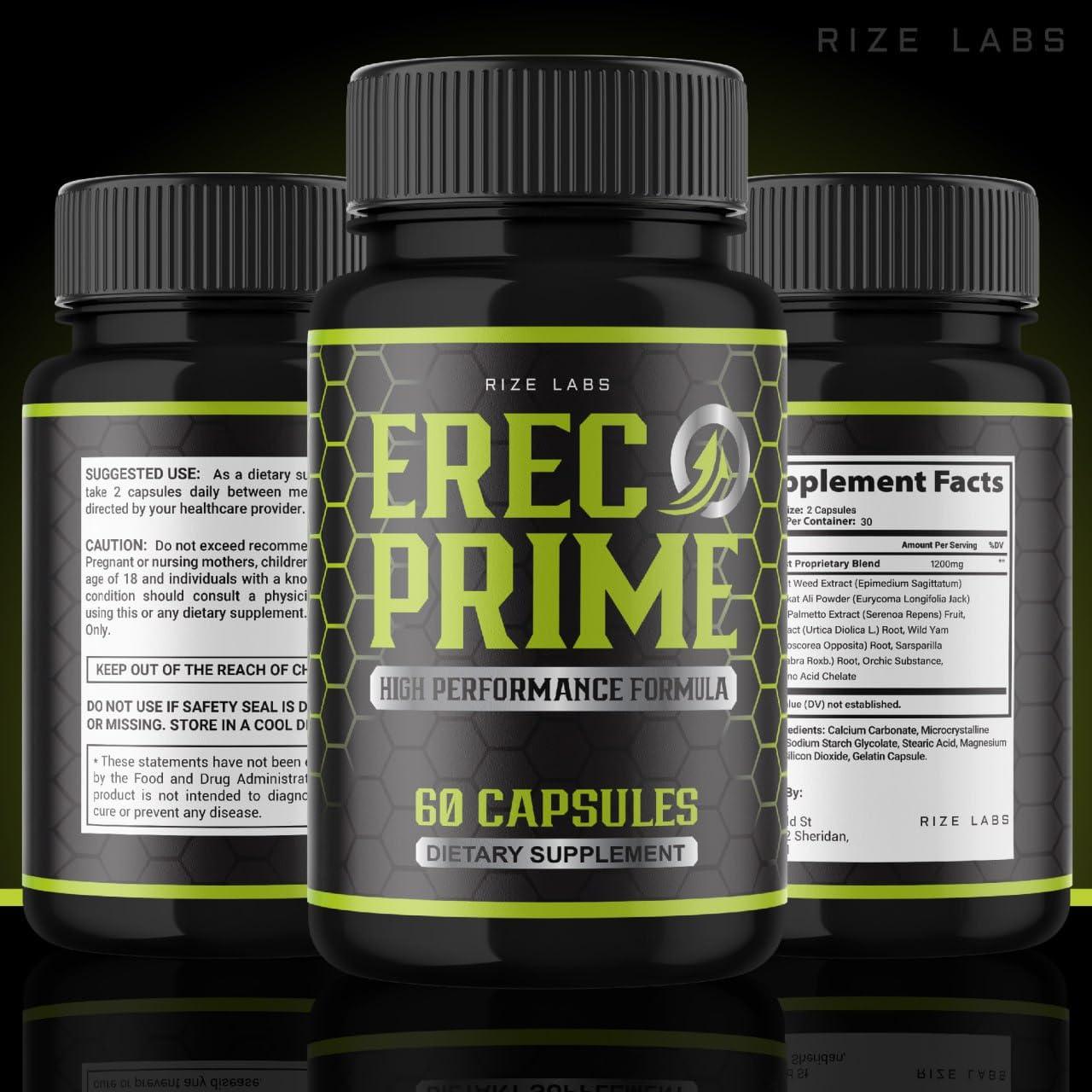 rize labs rize labs Erec Prime Pills for Men, High Performance Formula, All-Natural Support for Peak Performance & Overall Health, Official ErectPrime24 Reviews (60 Capsules)