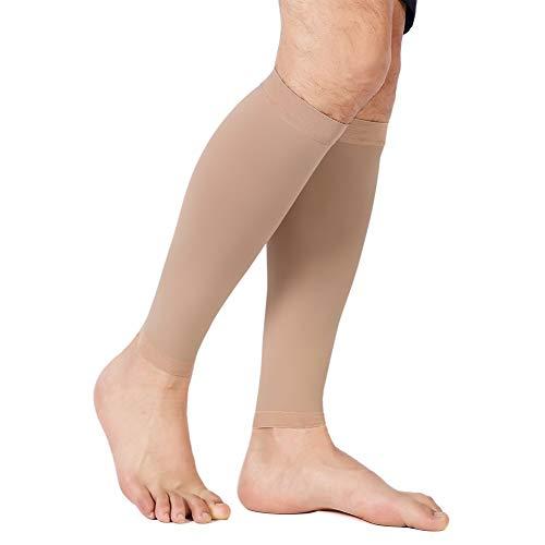 TOFLY TOFLY® Calf Compression Sleeve for Men & Women, 1 Pair, Footless Compression Socks 20-30mmHg for Leg Support, Shin Splint, Pain Relief, Swelling, Varicose Veins, Maternity, Nursing, Travel, Beige 5XL
