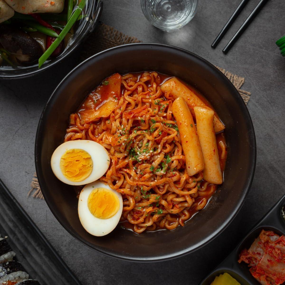 UNHA\'S ASIAN SNACK BOX Hot Chicken Buldak Ramen 3 Flavor with Korean Rice Cake Tteokbokki Stick - Rapokki Stir Fried Ramen Noodle with Tteokbokki Carbonara, Cheese, Original Spicy