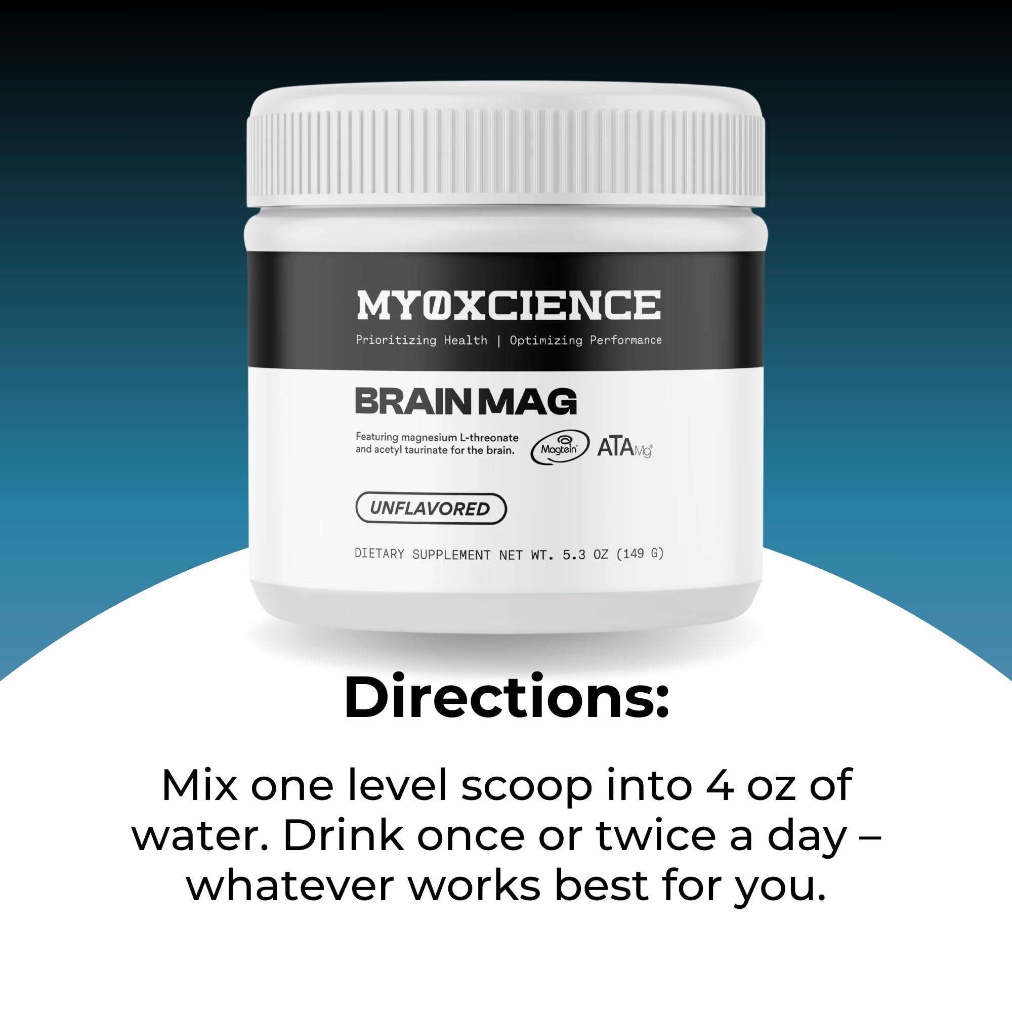 MYOXCIENCE Brain Mag Magnesium L-threonate Magtein & Magnesium glycinate Powder (Unflavored)