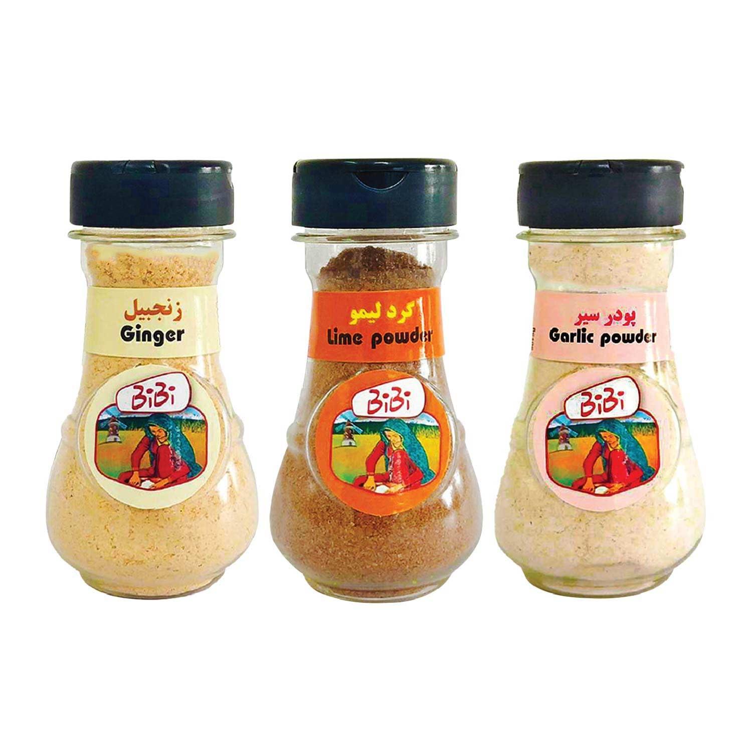 BiBi Pack of 3 Spices including Garlic powder, Lime powder and Ginger (3 * 50 g) -