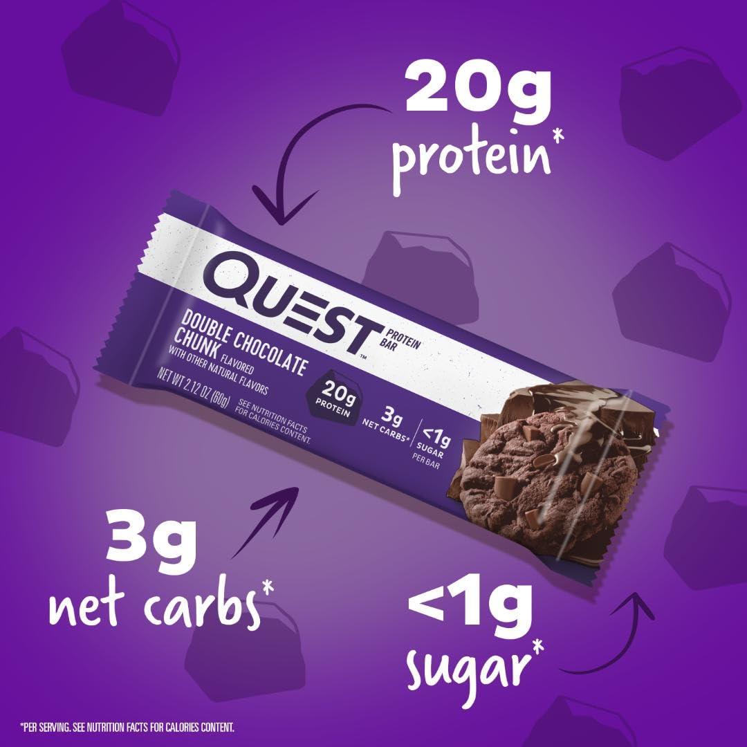 Quest Nutrition Quest Double Chocolate Chunk & Dipped Cookies & Cream Protein Bars Bundle, High Protein, Gluten Free, Keto Friendly, 12 Count