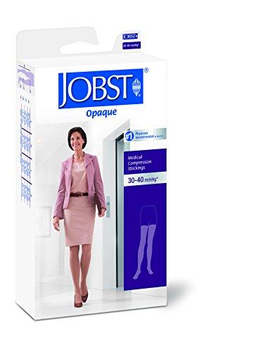 BSN Medical JOBST Opaque Thigh High with Silicone Dot Top Band, 30-40 mmHg Compression Stockings, Open Toe, X-Large, Classic Black